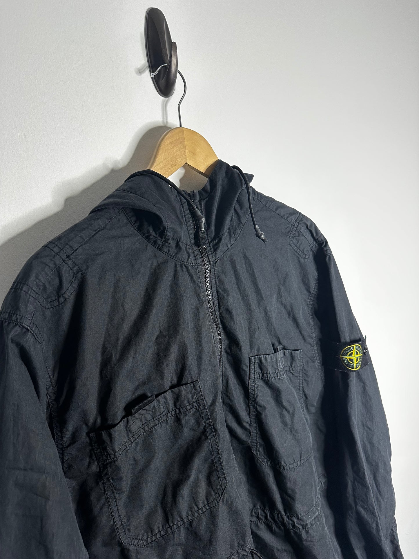 Stone Island Black LG Hooded Smock - Large