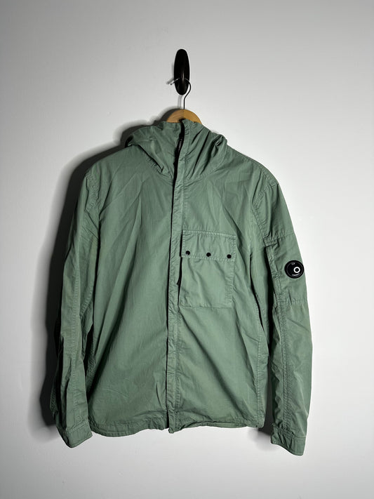 C.P. Company Green Gabardine Hooded Overshirt - Large