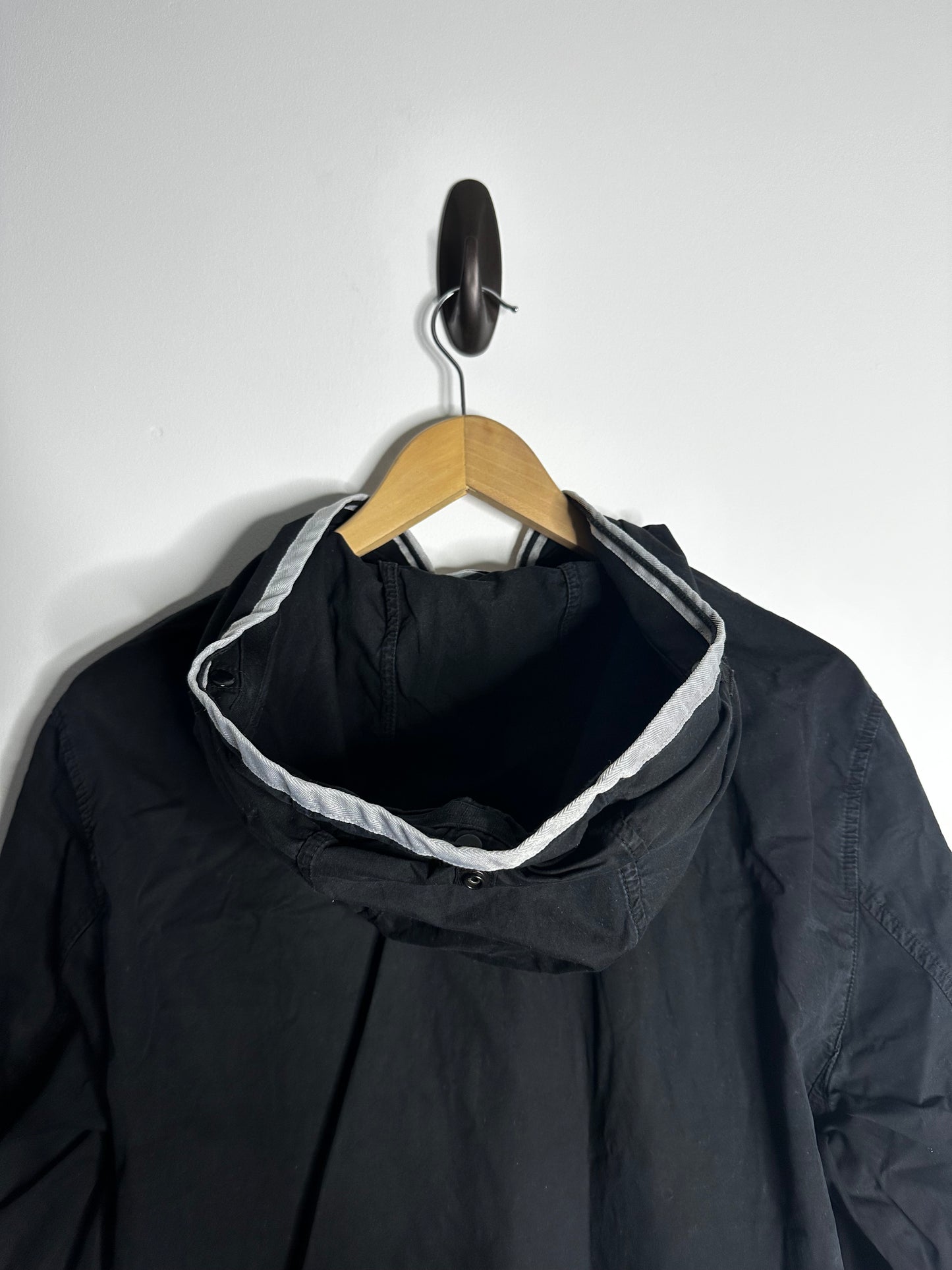Stone Island Black Brushed Cotton Hooded Overshirt - Large