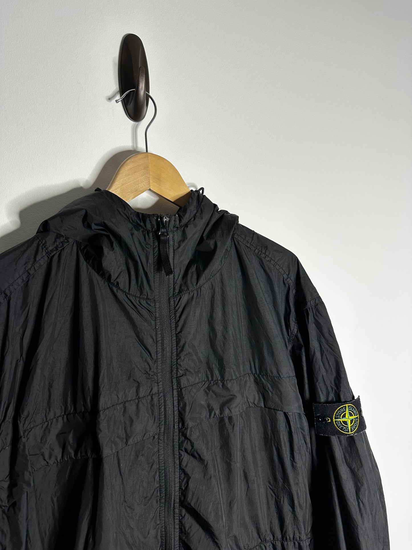 Stone Island Black Crinkle Reps R-NY Hooded Jacket - XXL