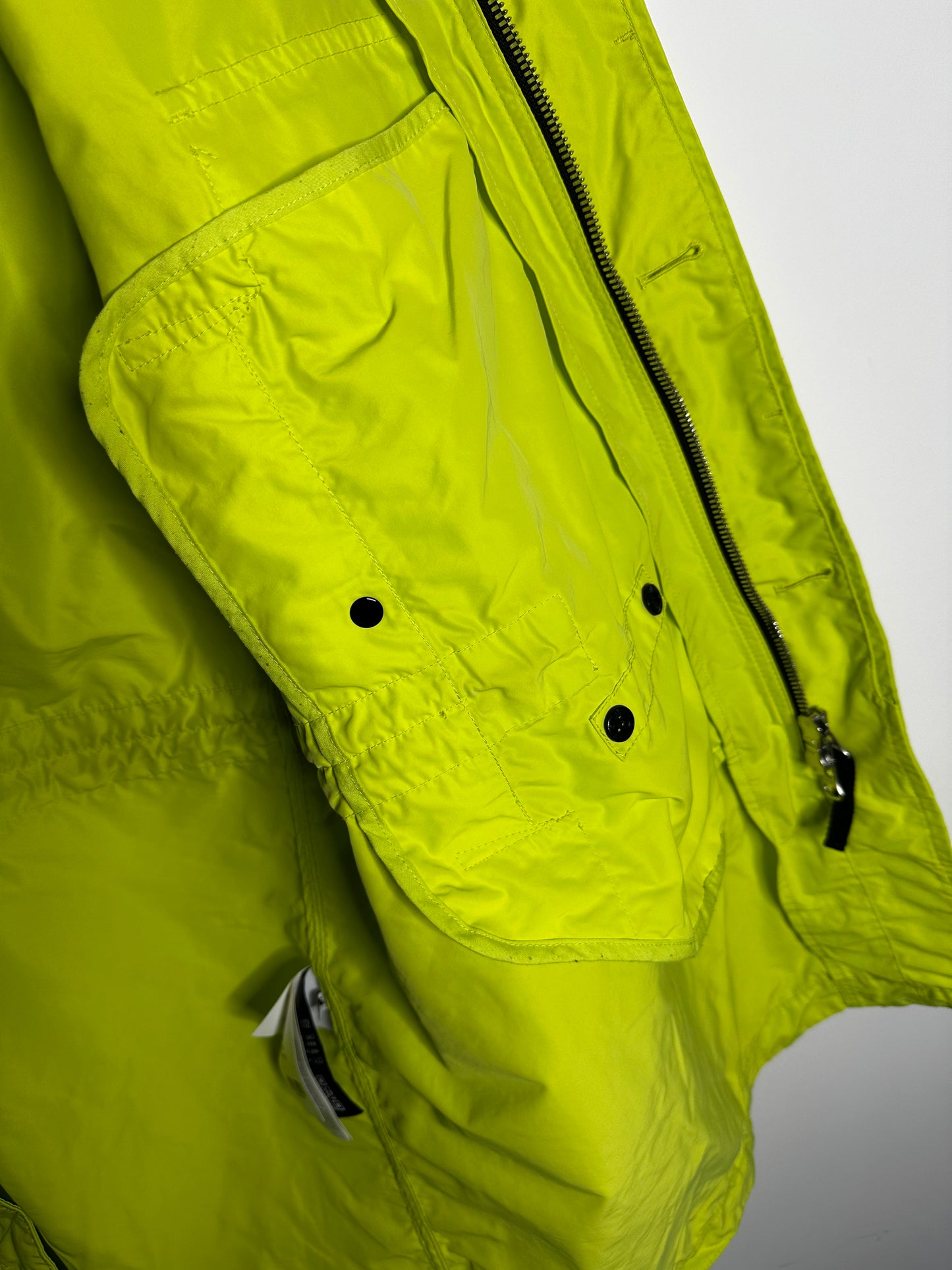 Stone Island Lime Green Micro Reps Long Jacket - Extra Large