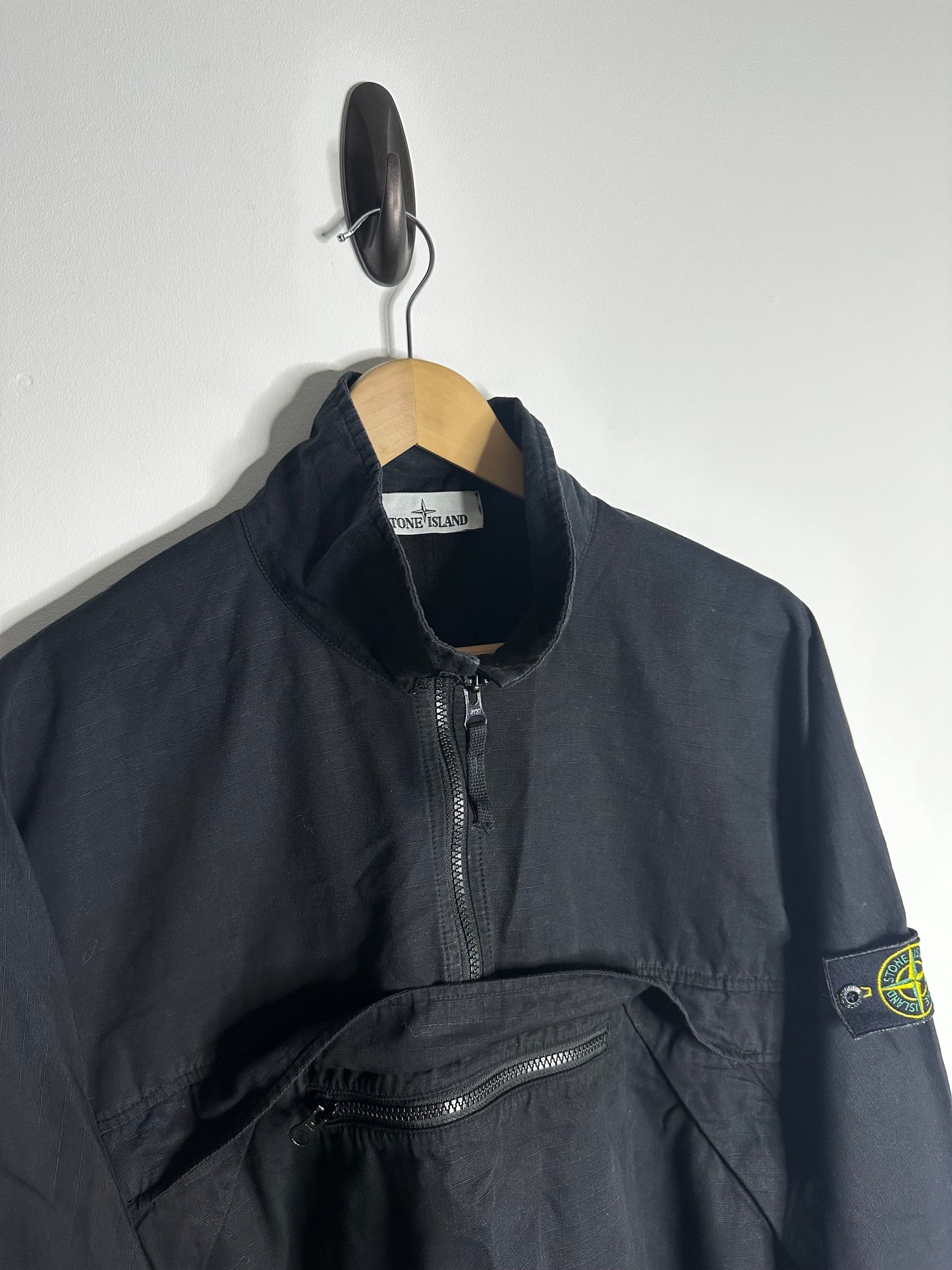 Stone Island Black Ripstop Pullover Smock - Extra Large