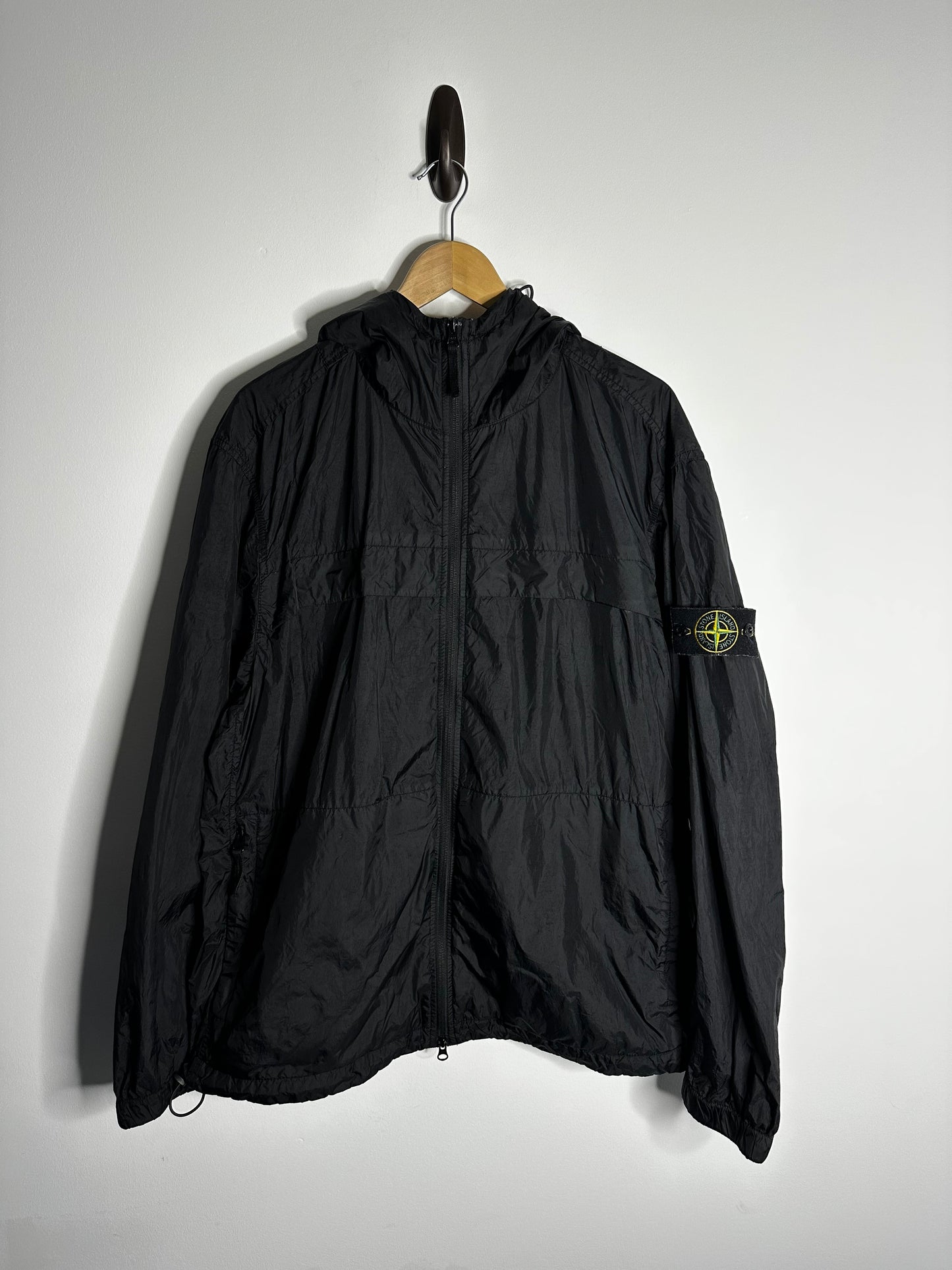 Stone Island Black Crinkle Reps R-NY Hooded Jacket - XXL