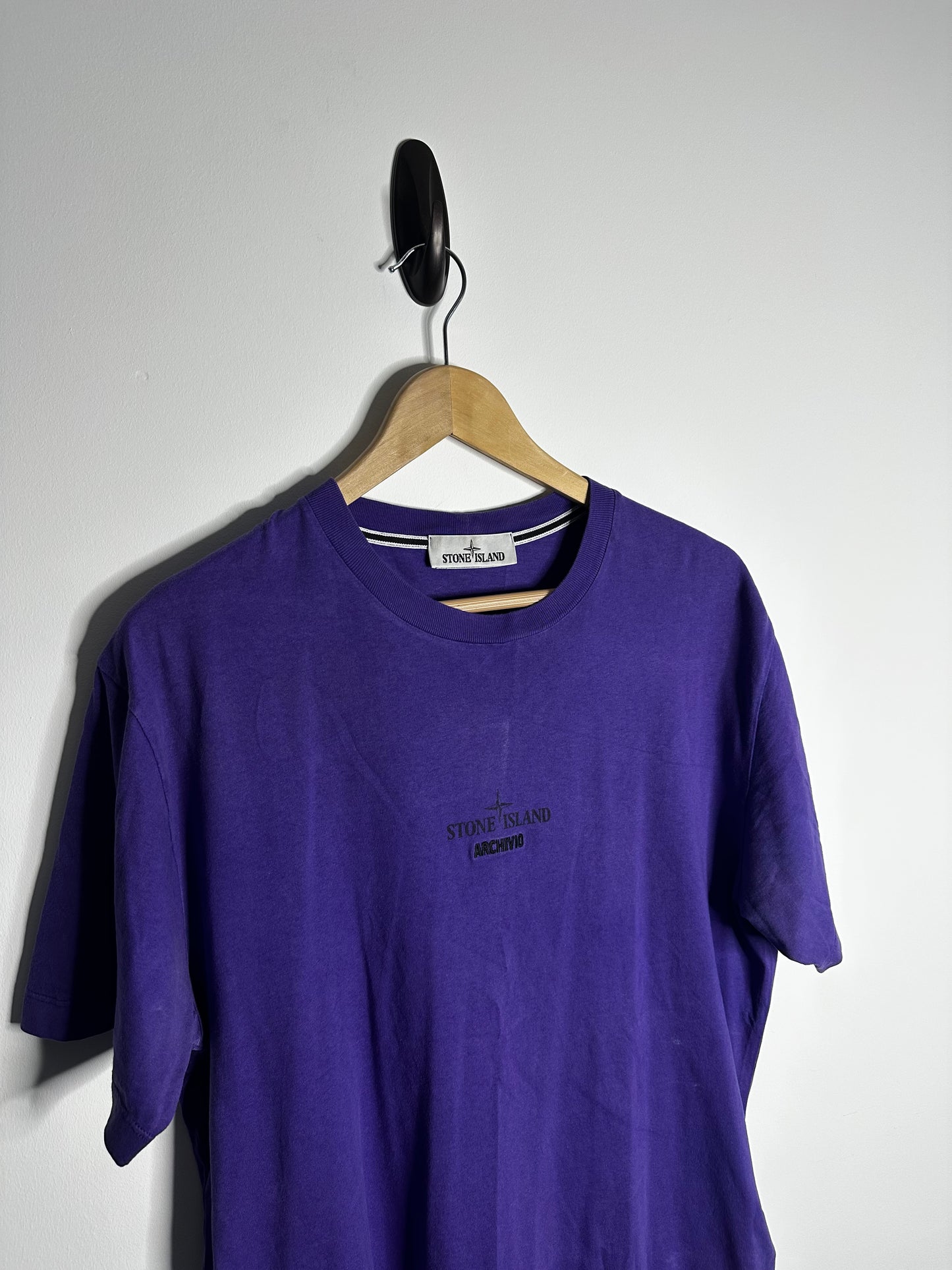 Stone Island Purple Archivio Raso Gommato 40th Anniversary T - Shirt - Large