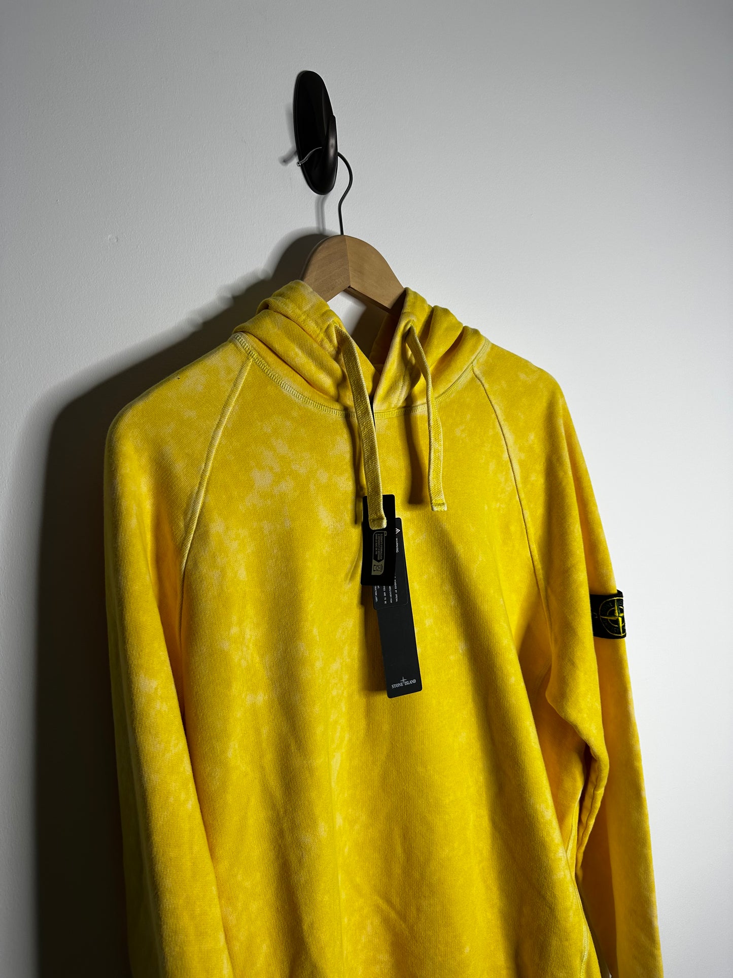 Stone Island Yellow Off Dye OVD Camo Hoodie - Large
