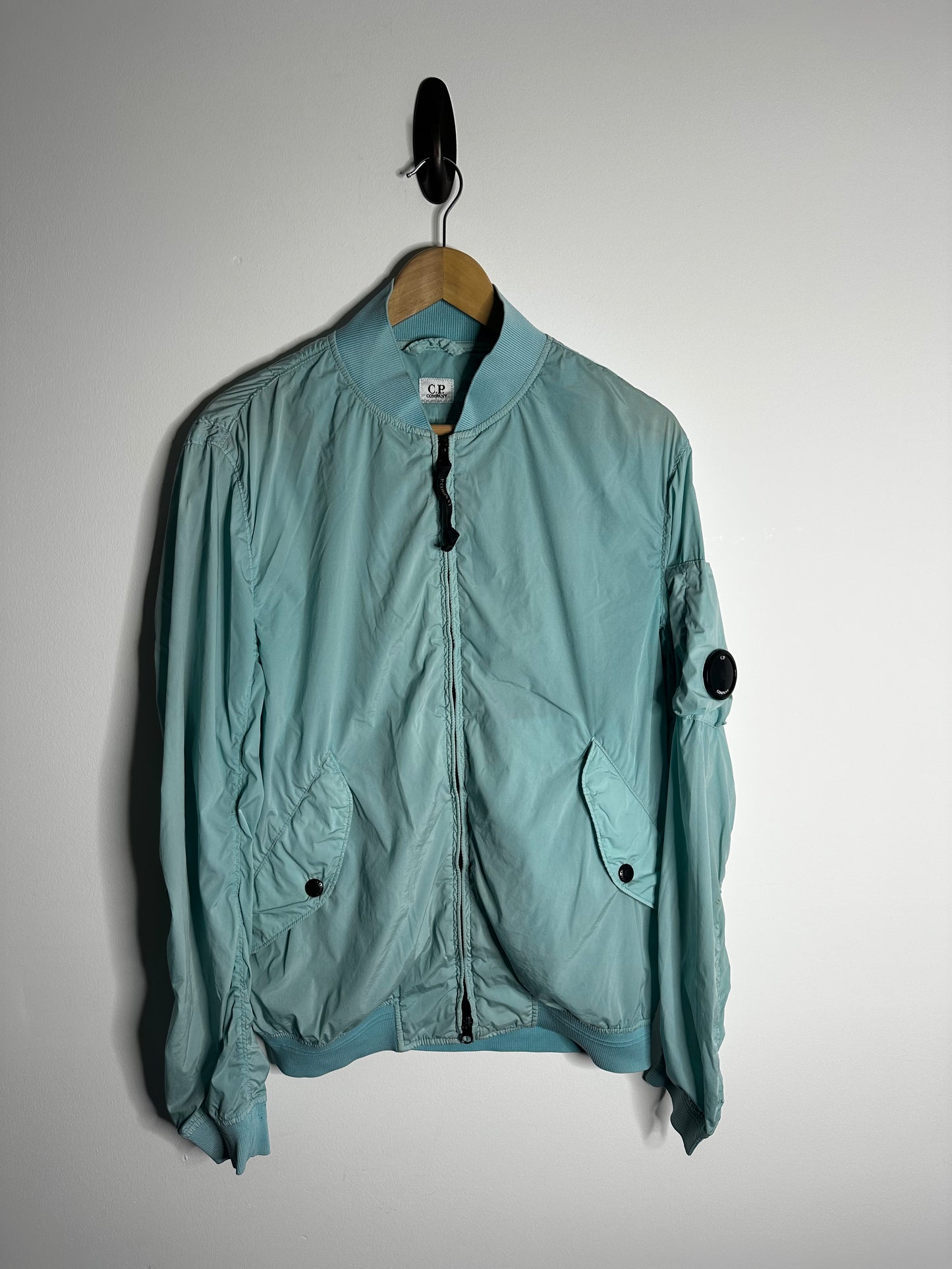 C.P. Company Light Blue Nycra Bomber Jacket - Large