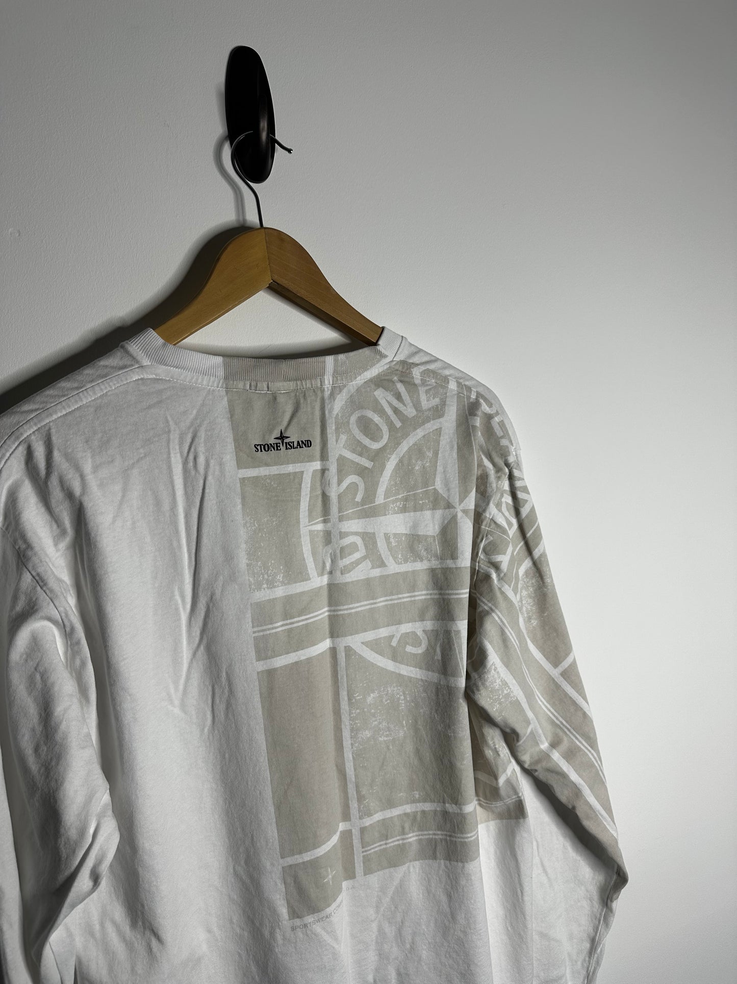 Stone Island White Graphic Print Long Sleeve T - Shirt - Extra Large