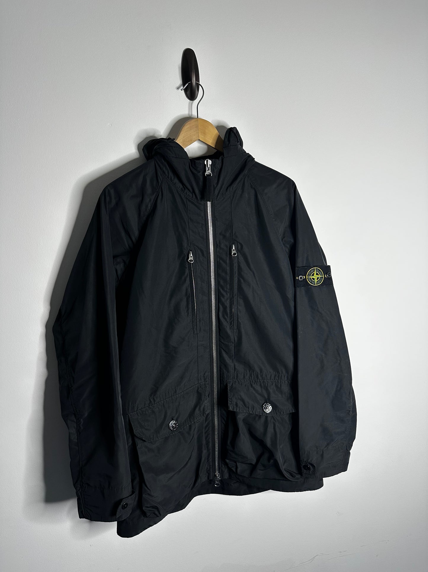 Stone Island Black Micro Reps Multipocket Parka - Large