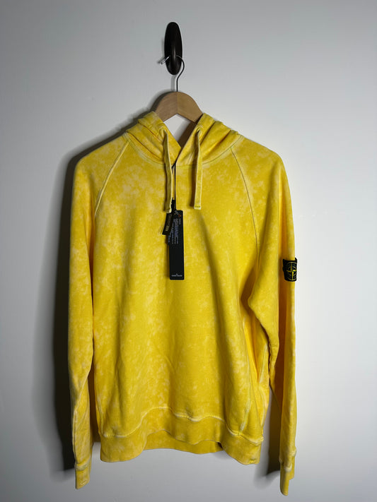 Stone Island Yellow Off Dye OVD Camo Hoodie - Large