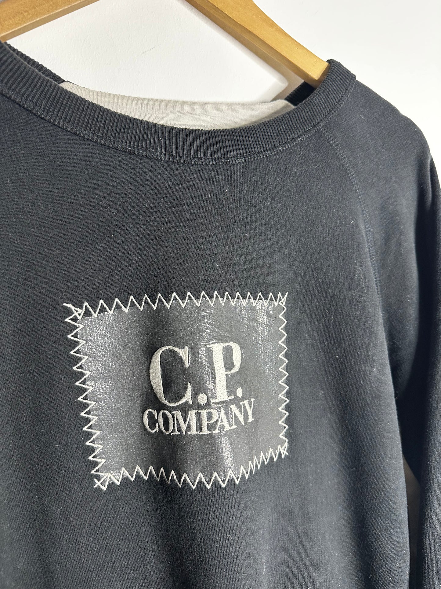 C.P. Company Black & White Box Logo Sweatshirt - Extra Large