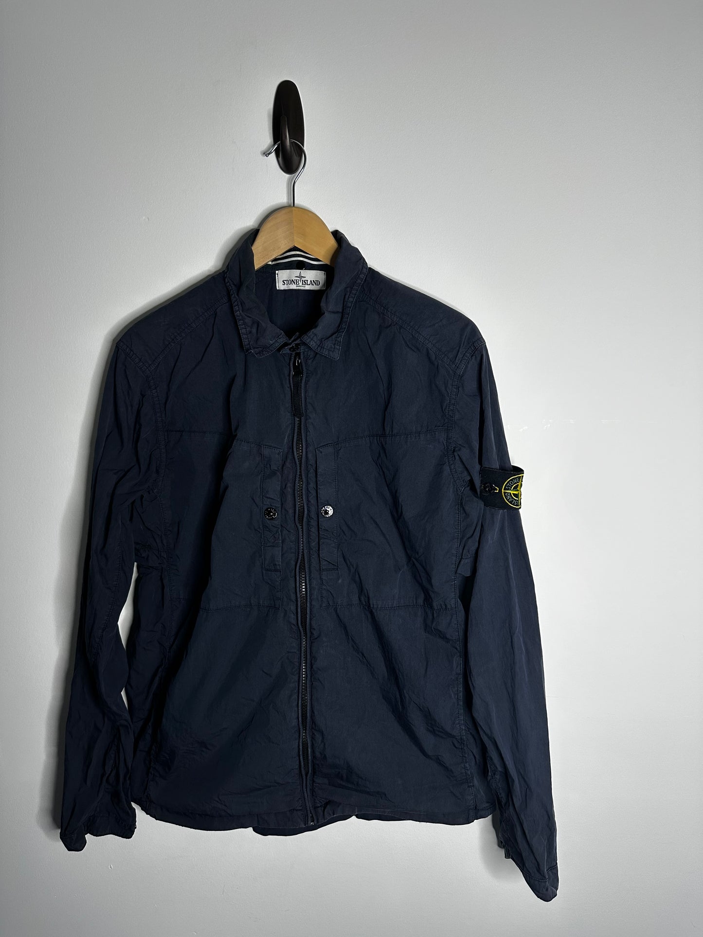 Stone Island Navy Garment Dyed Overshirt - Large