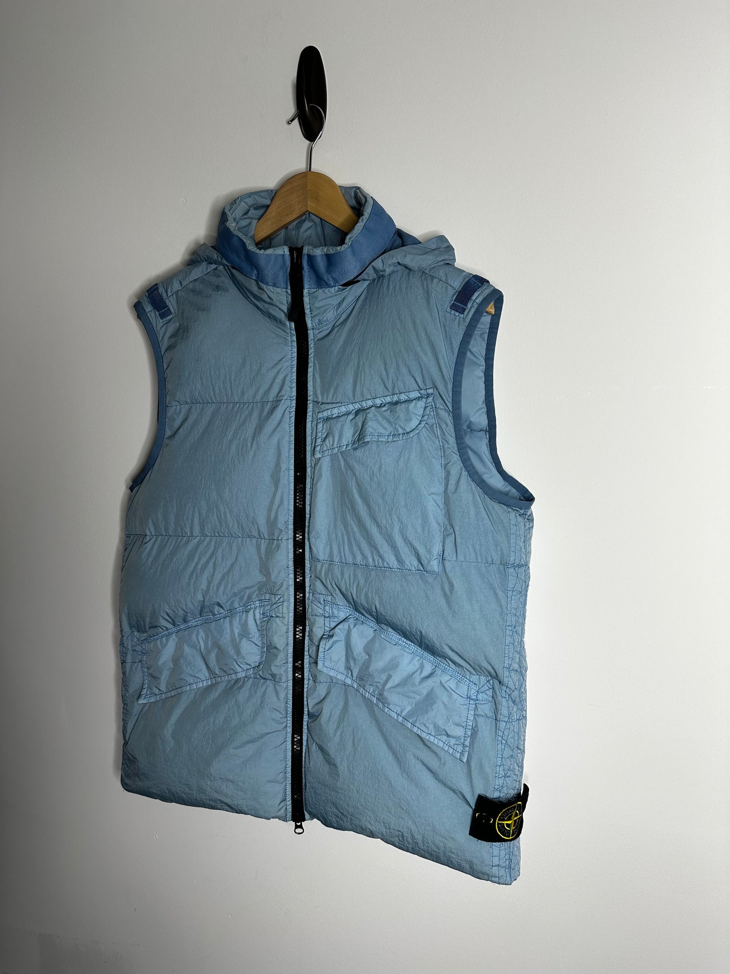 Stone Island Blue Crinkle Reps R-NY Down Gilet - Medium