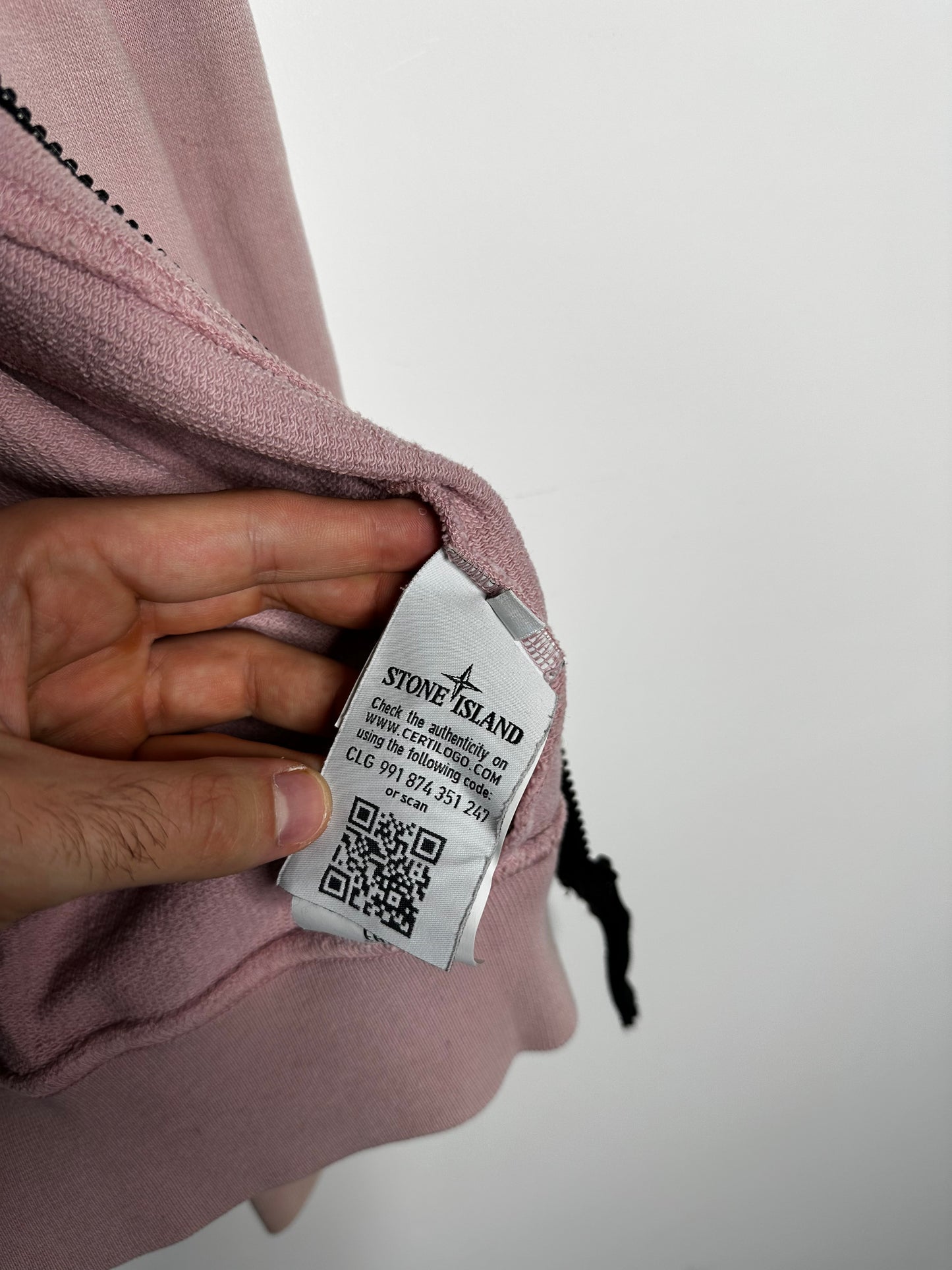 Stone Island Pink Full Zip Hoodie - Large