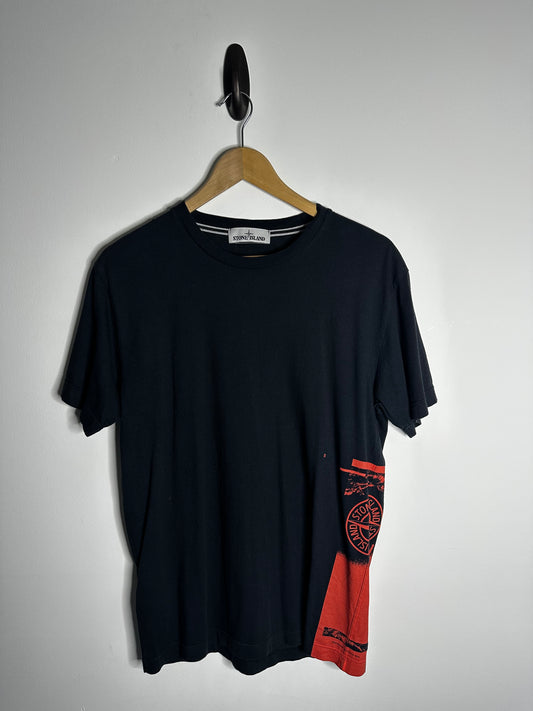 Stone Island Navy Graphic Print T - Shirt - Medium
