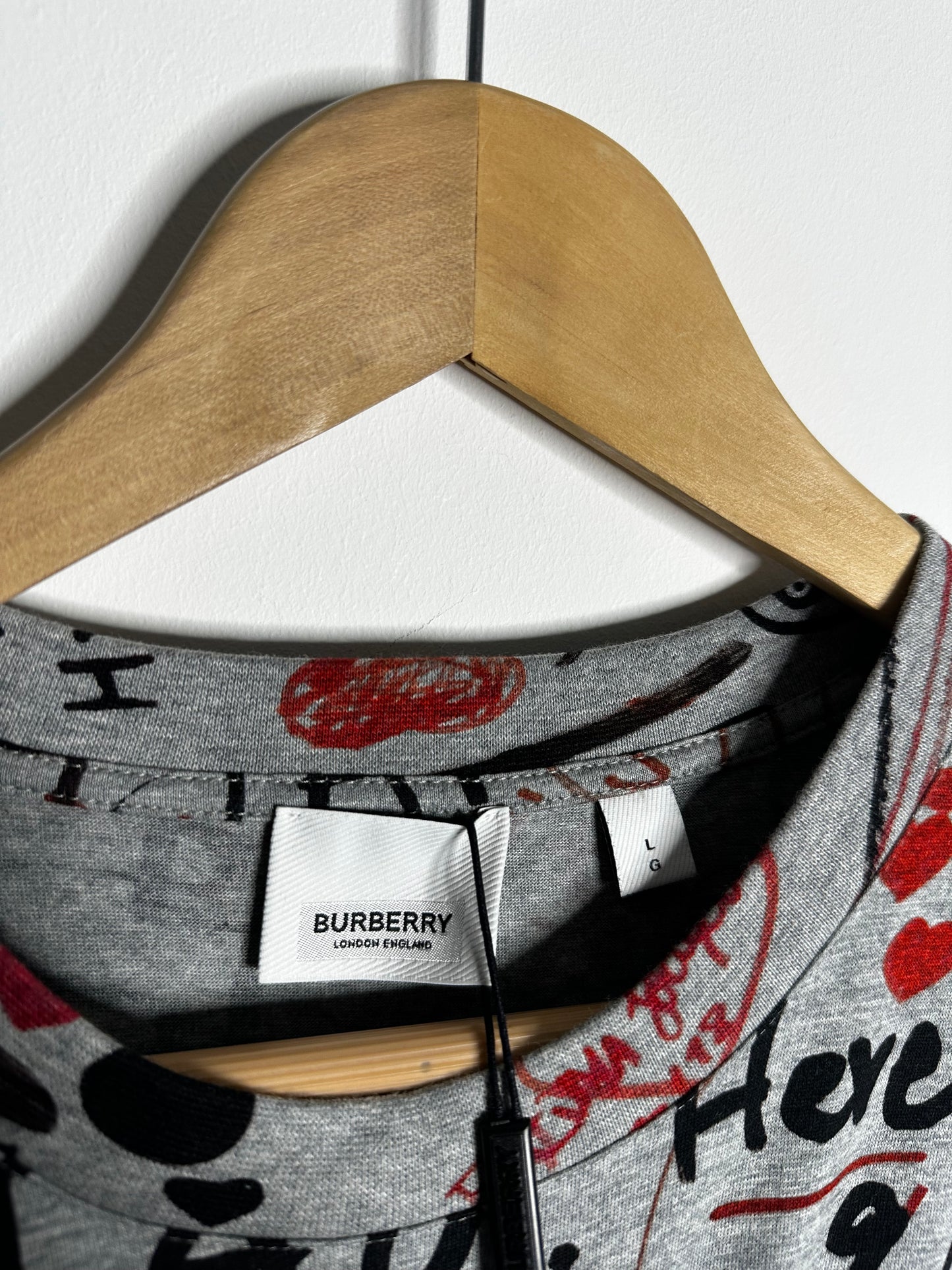Burberry Grey Graffiti Print T - Shirt - Large