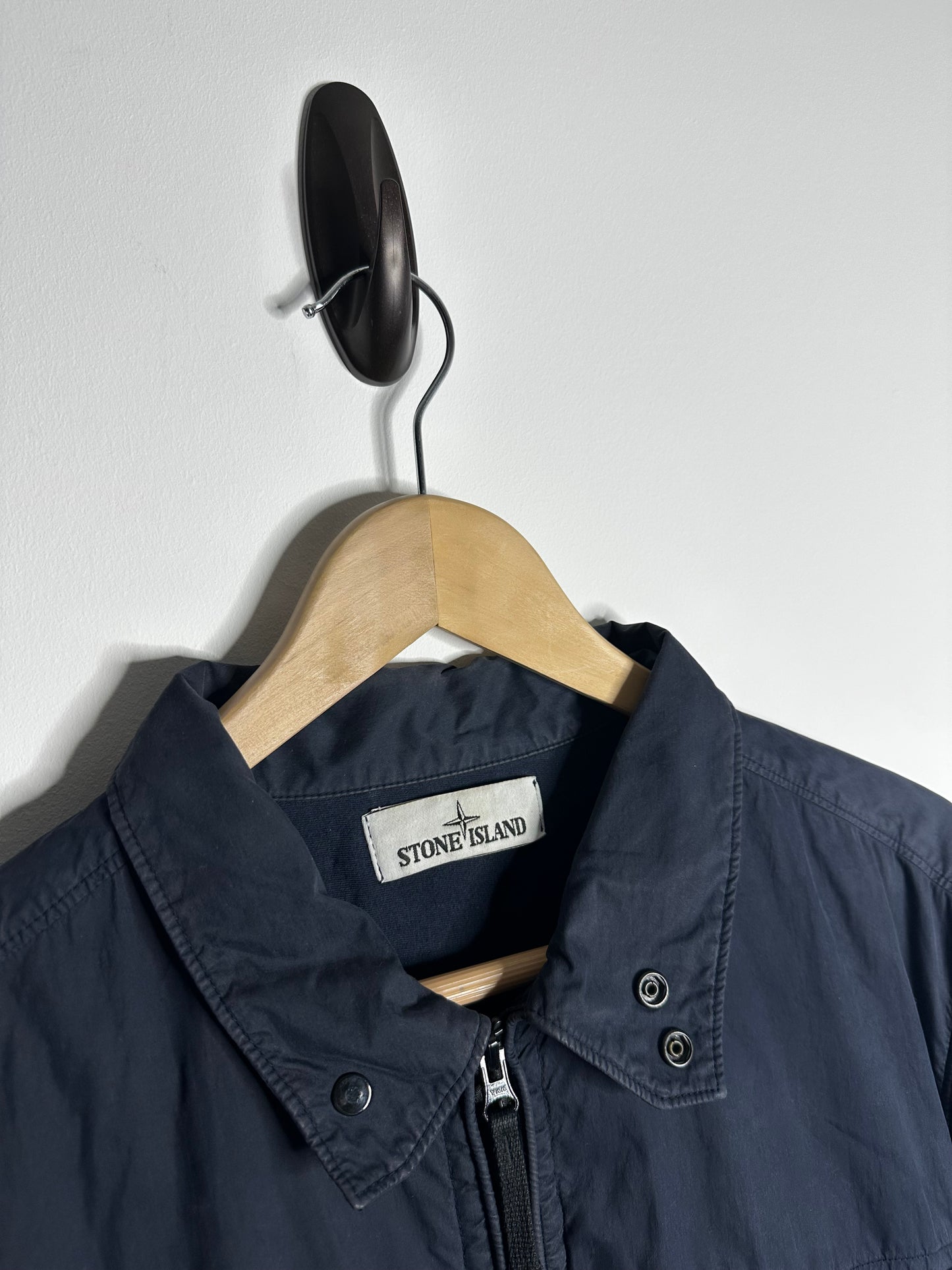 Stone Island Navy Brushed Cotton Overshirt - Large
