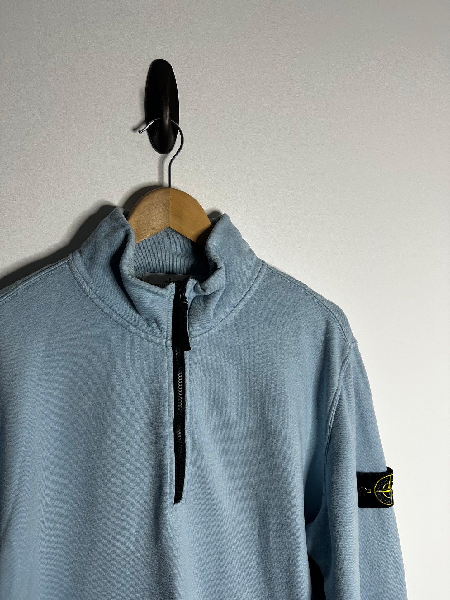 Stone Island Light Blue Quarter Zip Sweatshirt - Extra Large