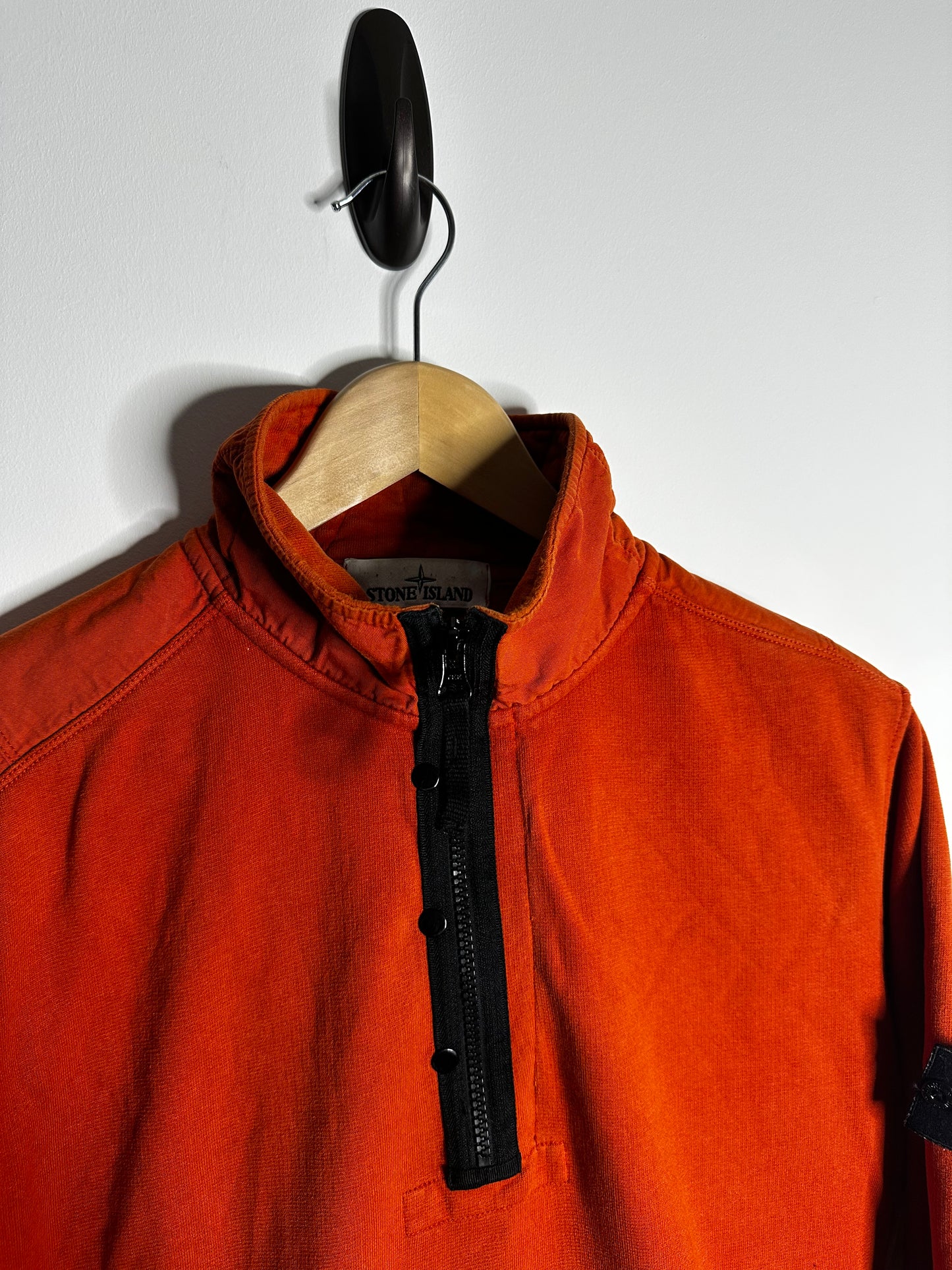 Stone Island Orange 1/4 Zip Jumper - Large