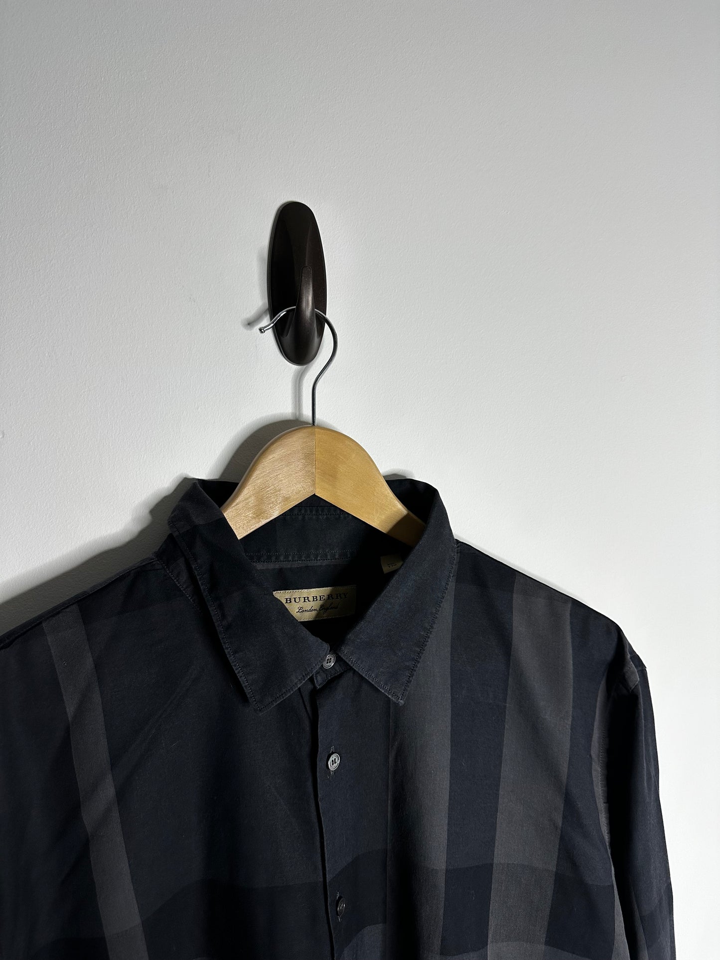 Burberry Black Check Long Sleeve Shirt - XXL