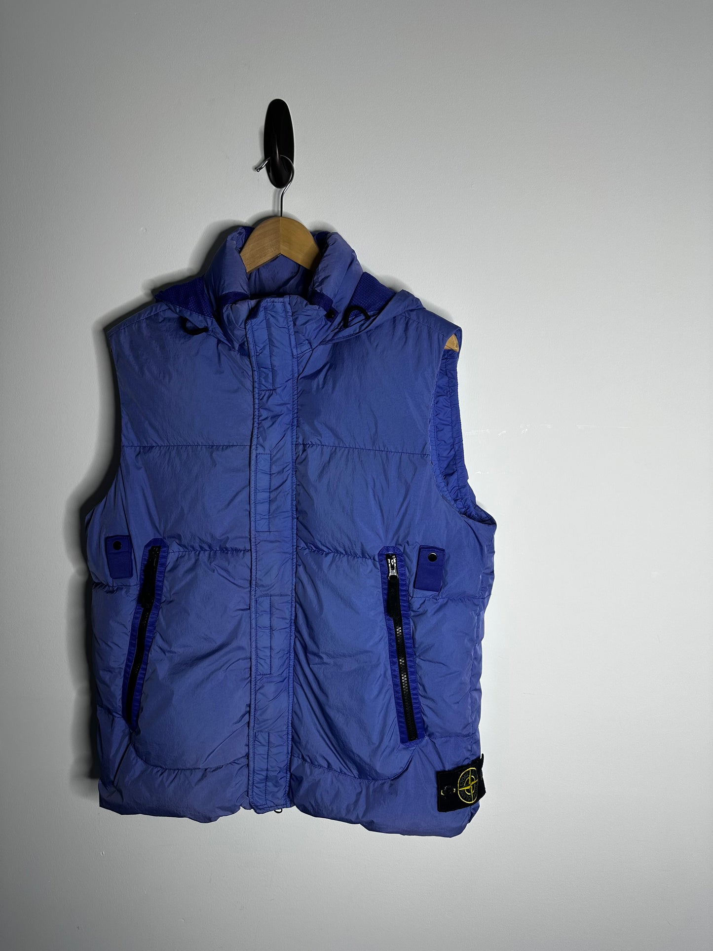 Stone Island Blue Garment Dyed Crinkle Reps NY Down Gilet - Medium