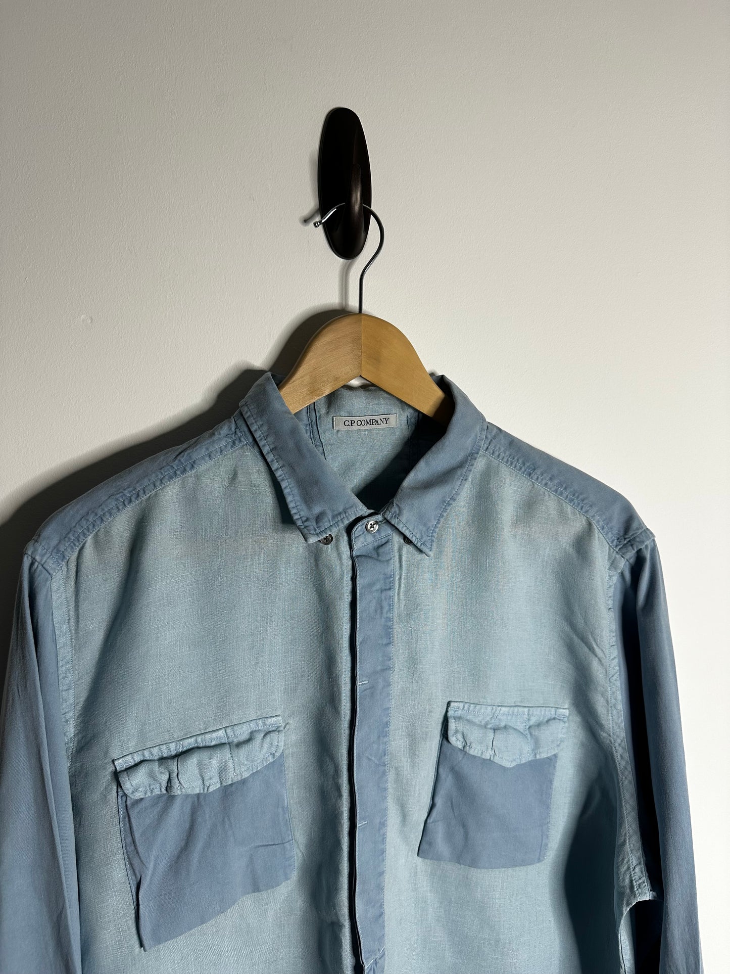 C.P. Company Blue Linen Long Sleeve Shirt - XXL