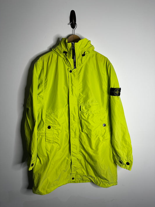 Stone Island Lime Green Micro Reps Long Jacket - Extra Large