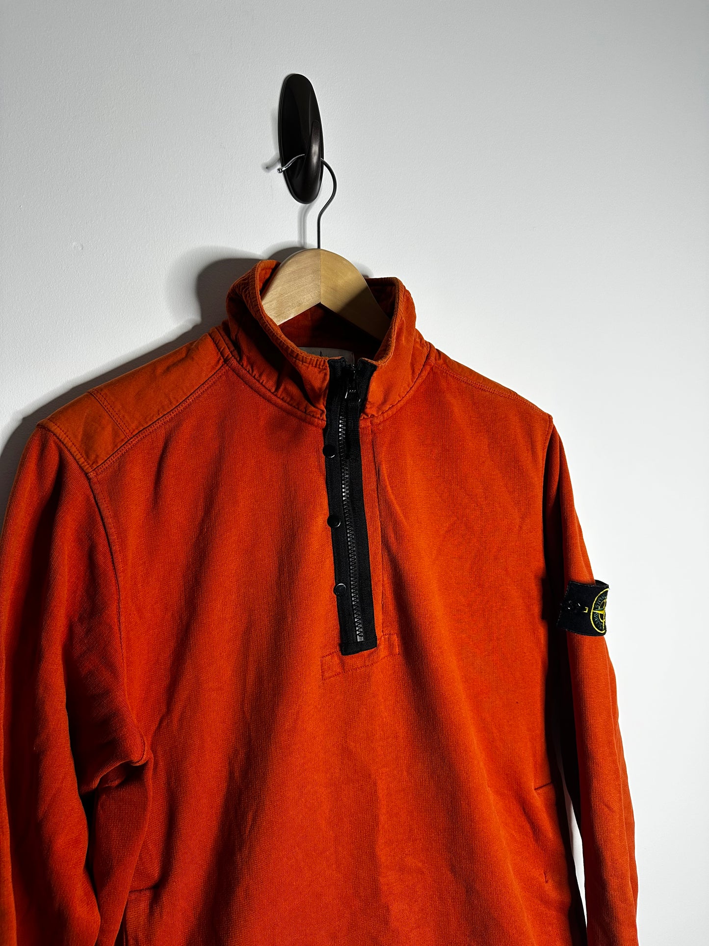 Stone Island Orange 1/4 Zip Jumper - Large