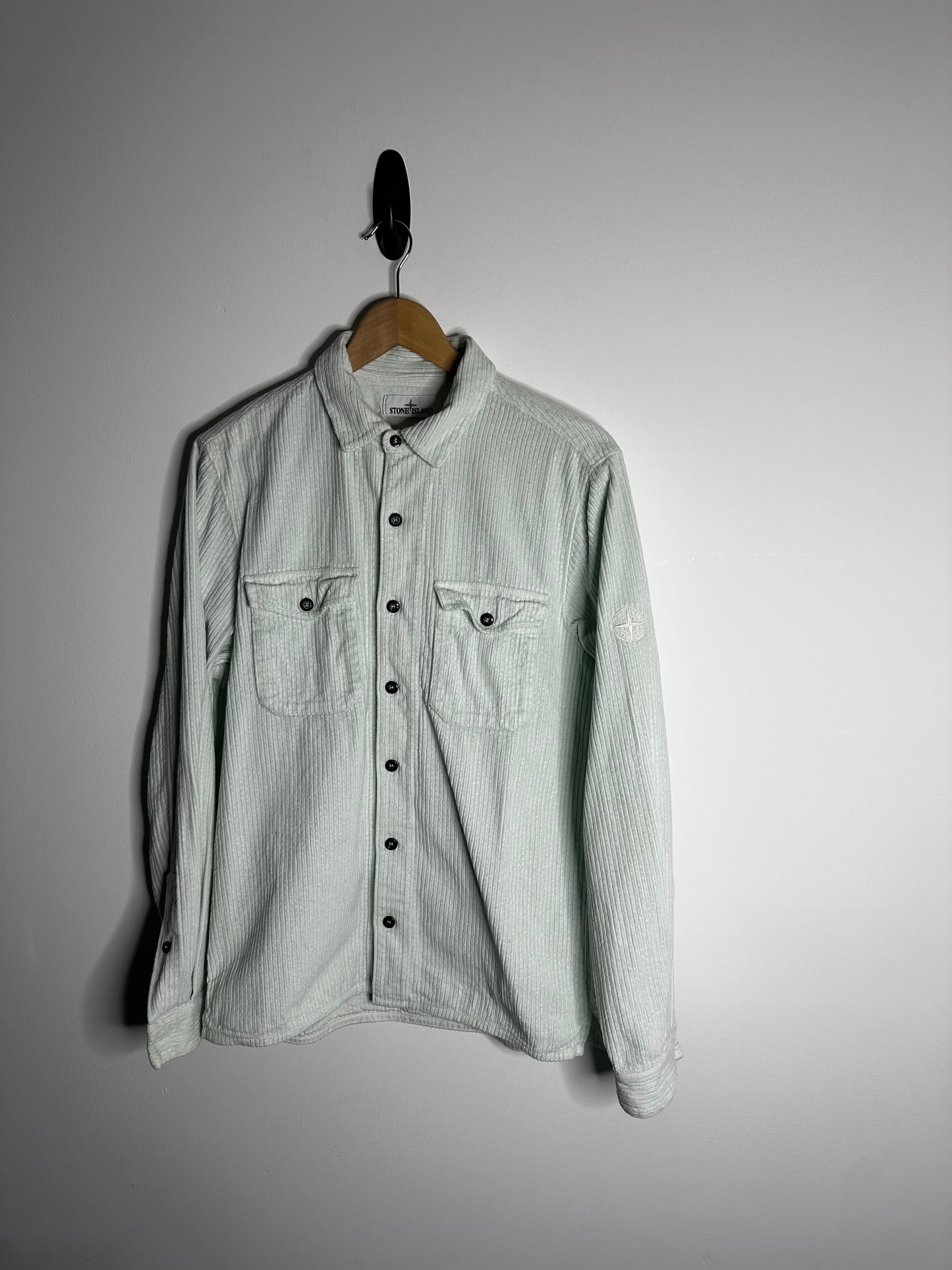 Stone Island Mint Blue Corduroy Overshirt - Medium