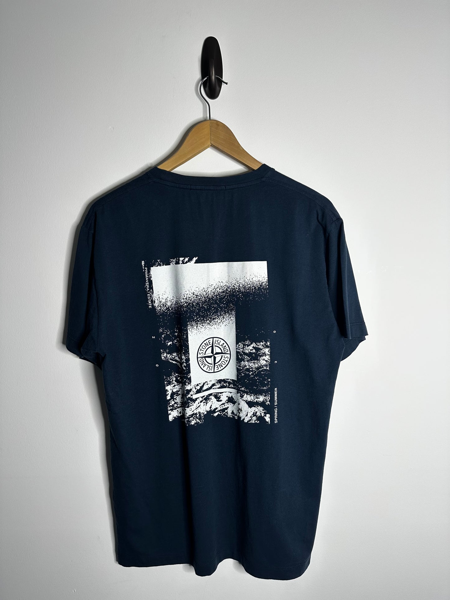 Stone Island Navy Graphic Print T - Shirt - Large