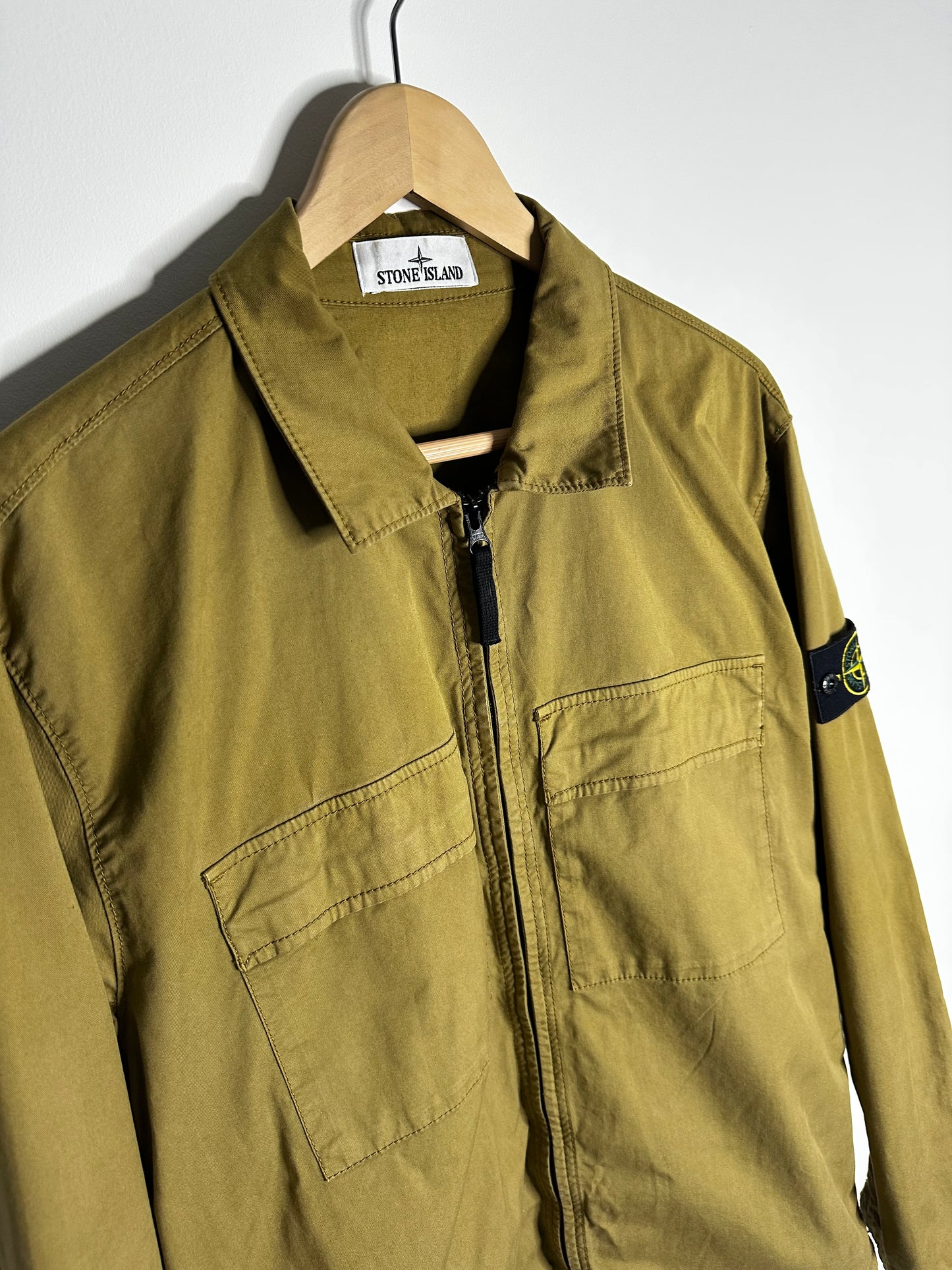 Stone Island Olive Supima Cotton Twill Stretch - TC Overshirt - Extra Large