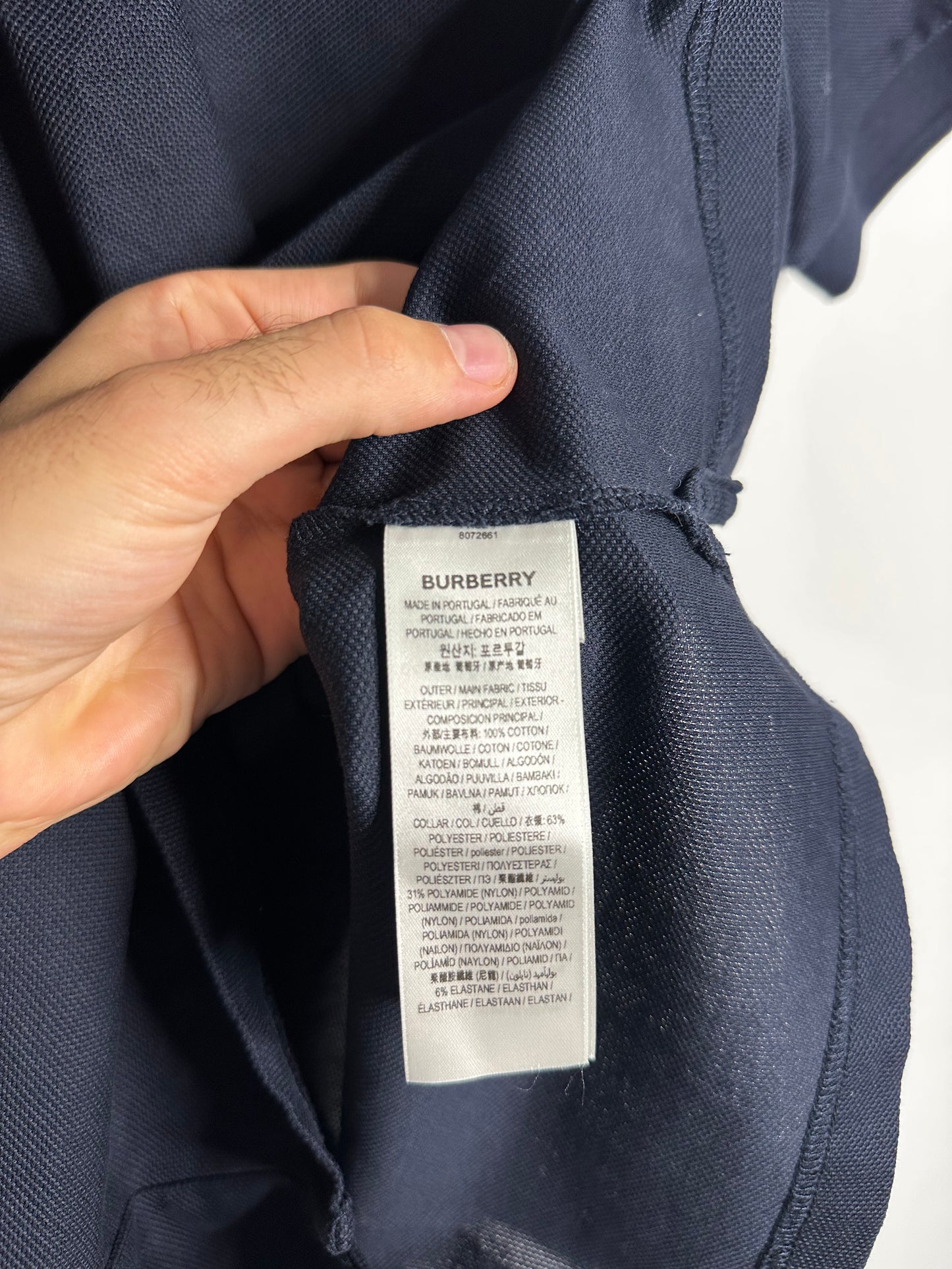 Burberry Smoked Navy Nova Check Collar Polo Shirt - Medium