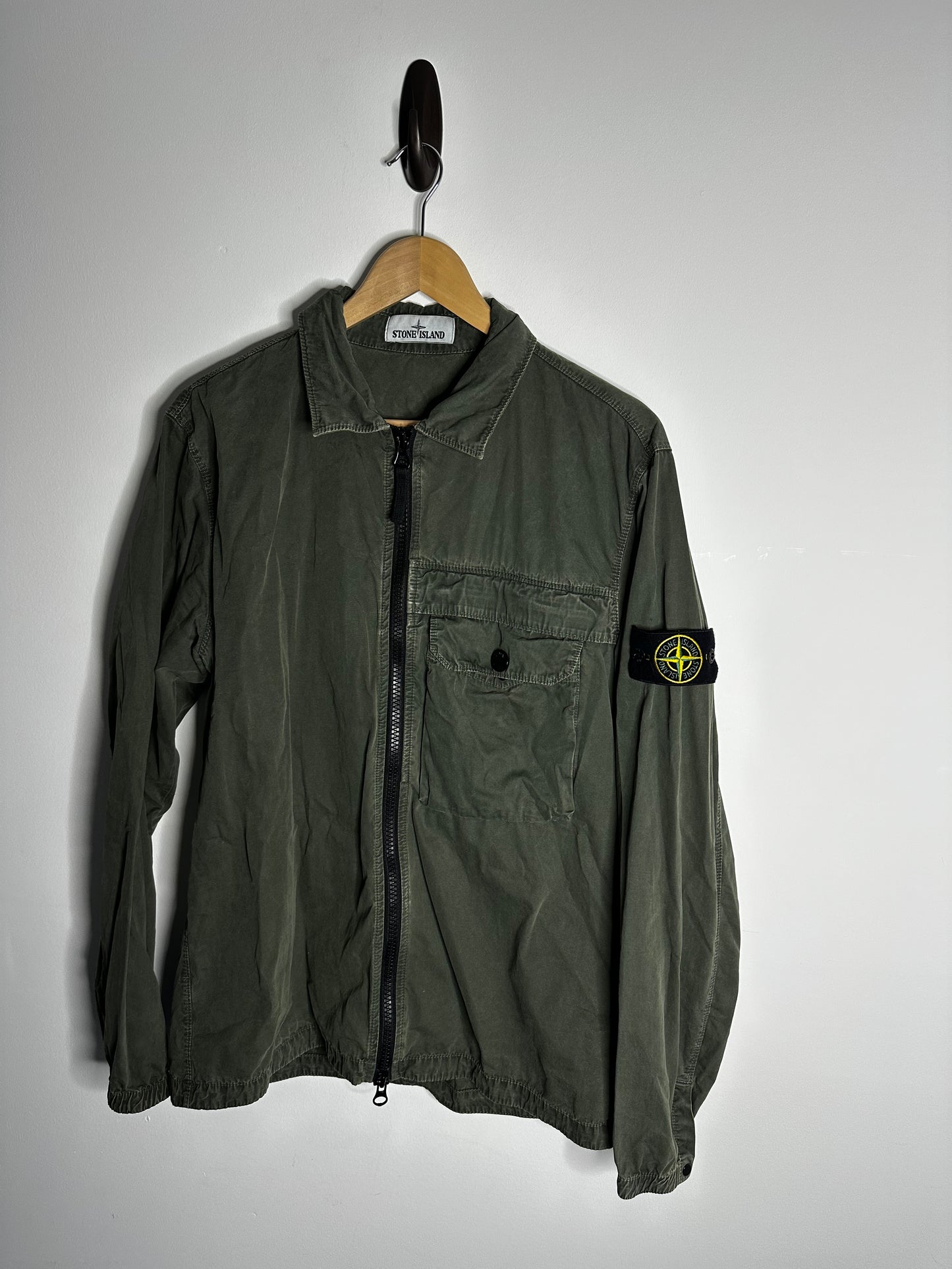 Stone Island Khaki Garment Dyed Overshirt - Large