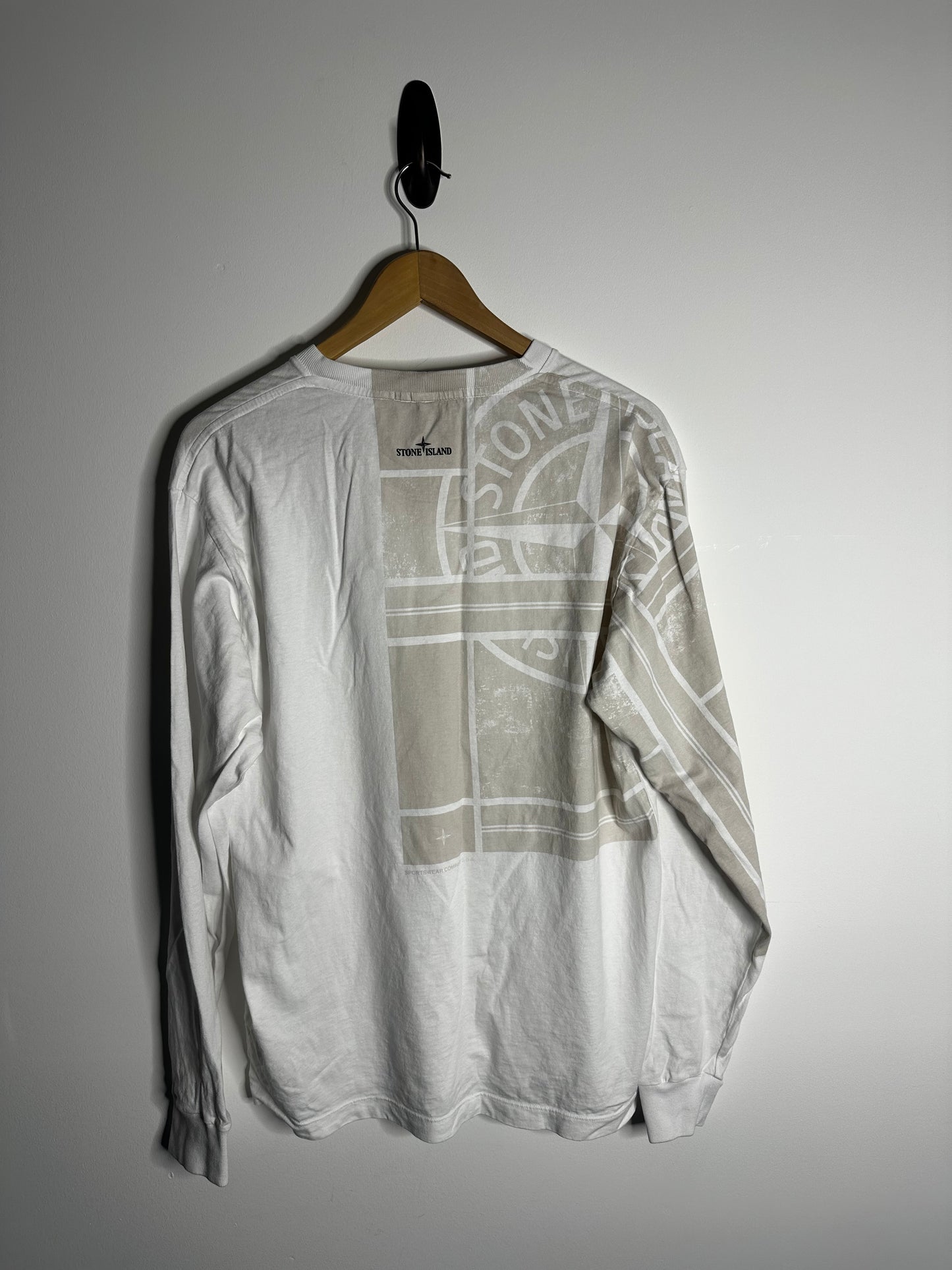 Stone Island White Graphic Print Long Sleeve T - Shirt - Extra Large