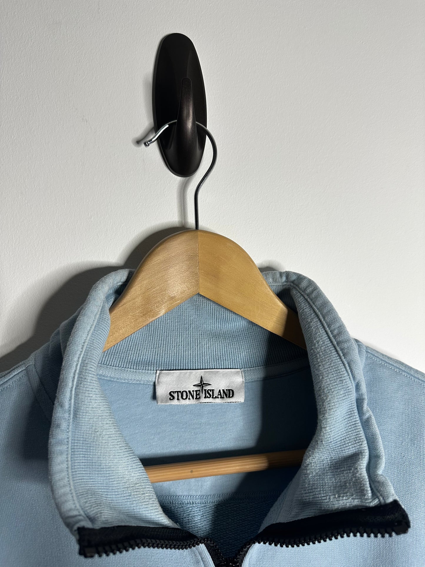 Stone Island Light Blue Quarter Zip Sweatshirt - Extra Large