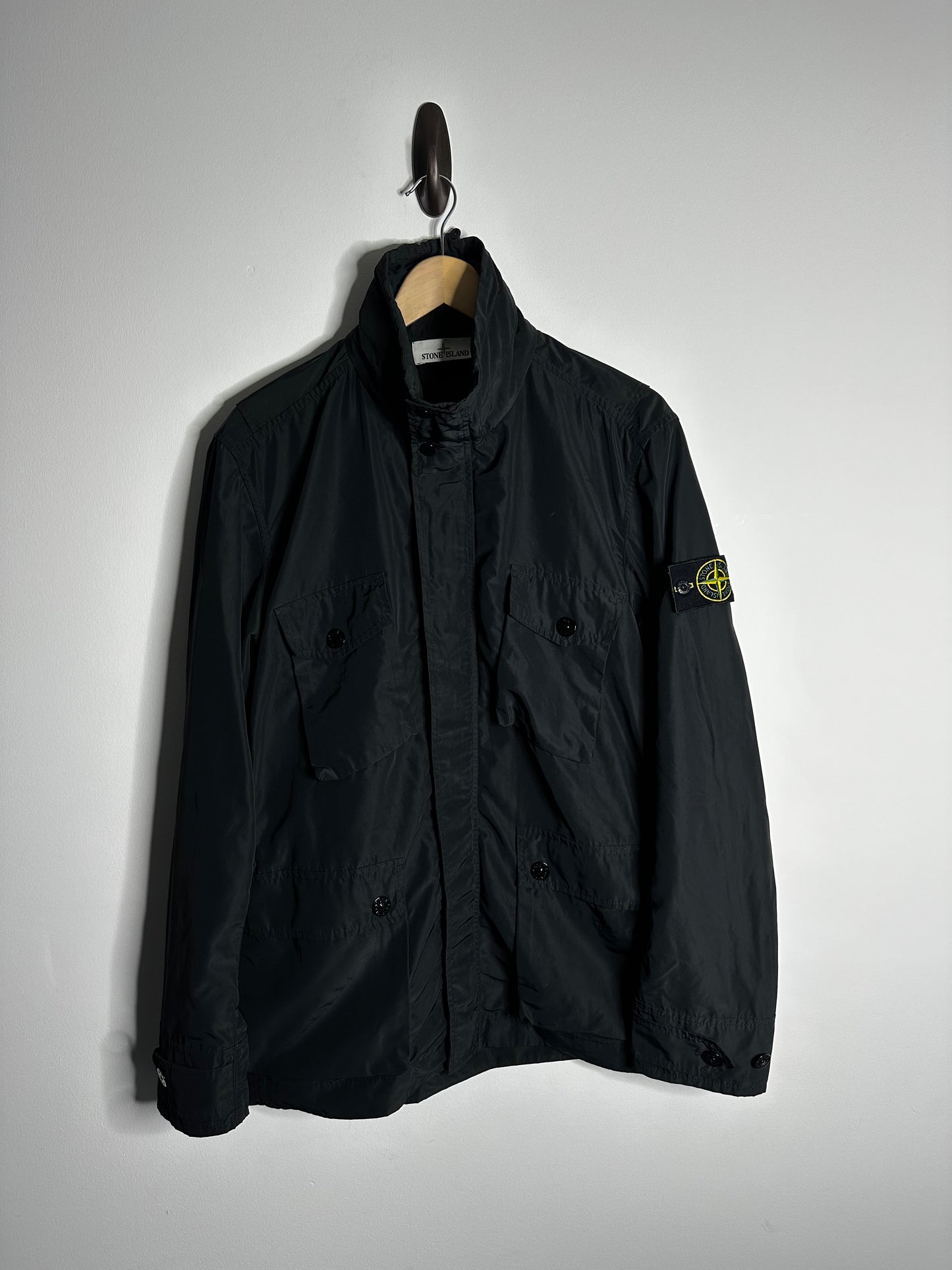 Stone Island Black Micro Reps Multi Pocket Field Jacket - Large