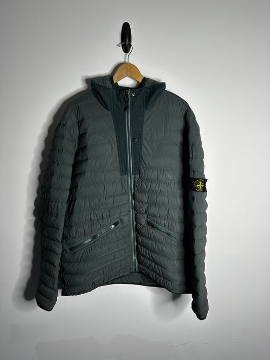 Stone Island Green Loom Woven Down Chambers Puffer Jacket - XXXL