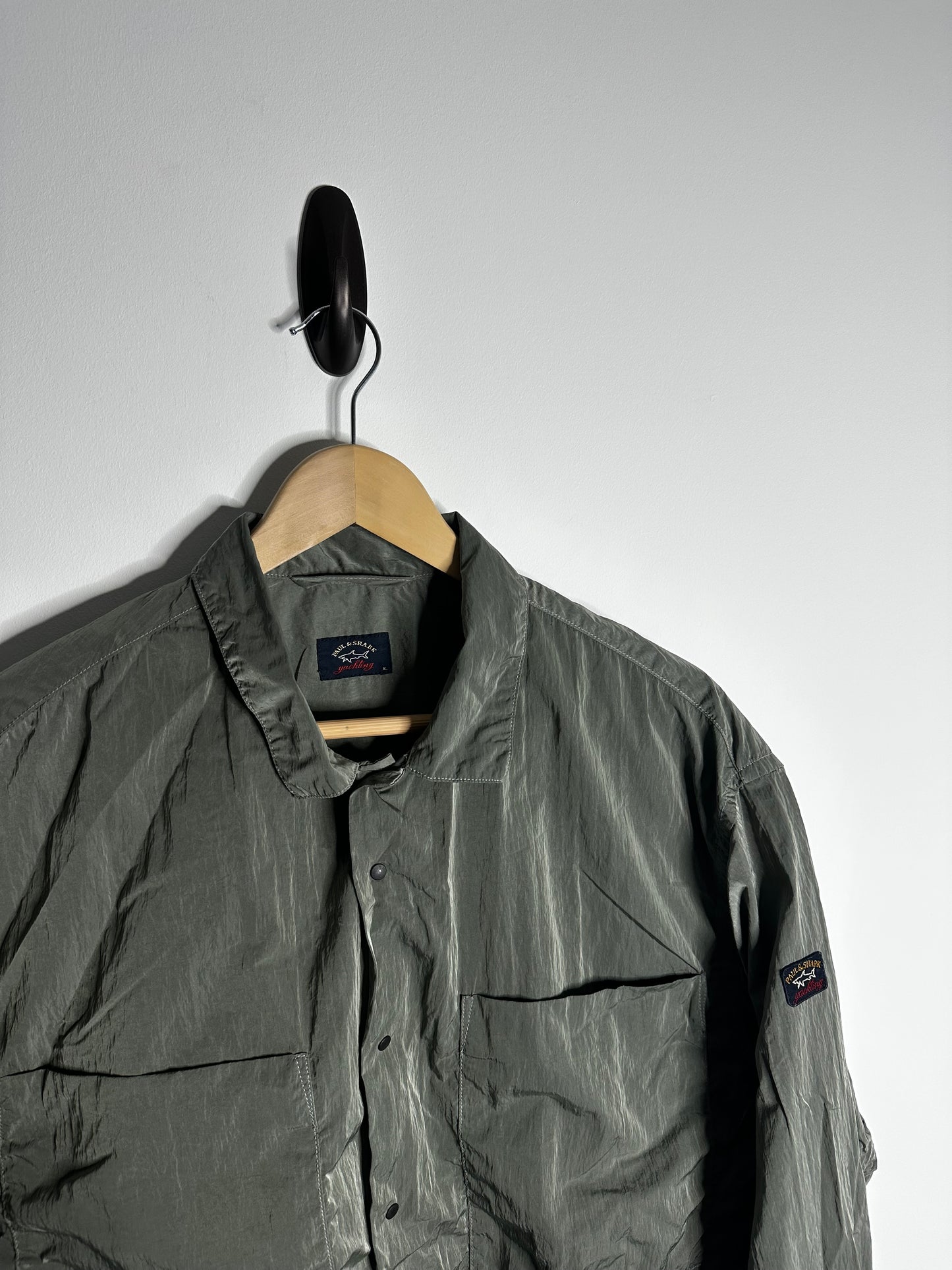 Paul & Shark Khaki Nylon Metal Econyl Overshirt - Extra Large