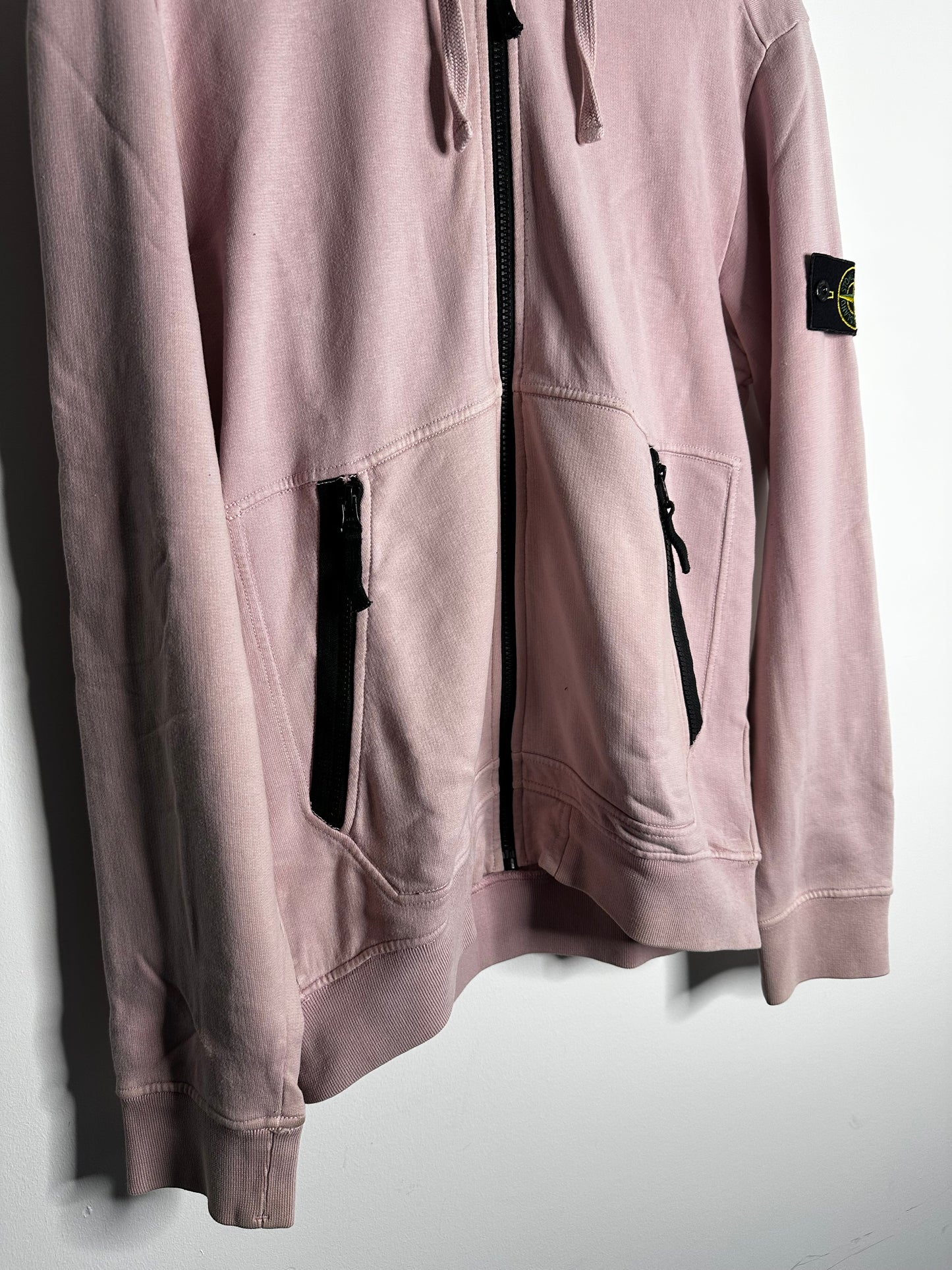 Stone Island Pink Full Zip Hoodie - Large