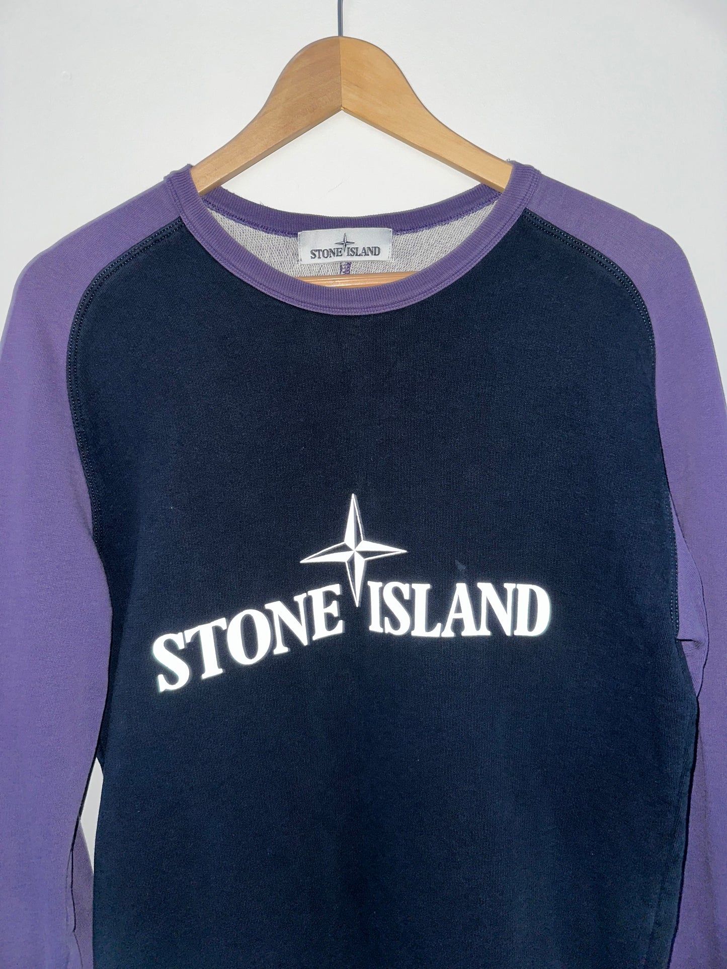 Stone Island Navy Reflective Text Sweatshirt - Medium