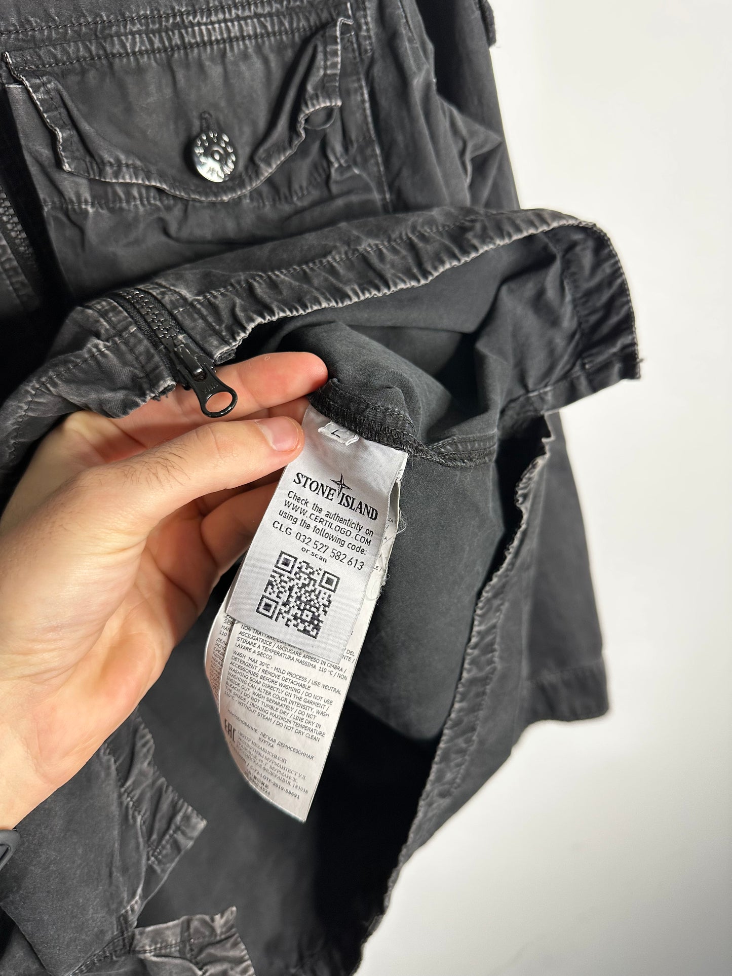 Stone Island Black Garment Dyed Overshirt - Large