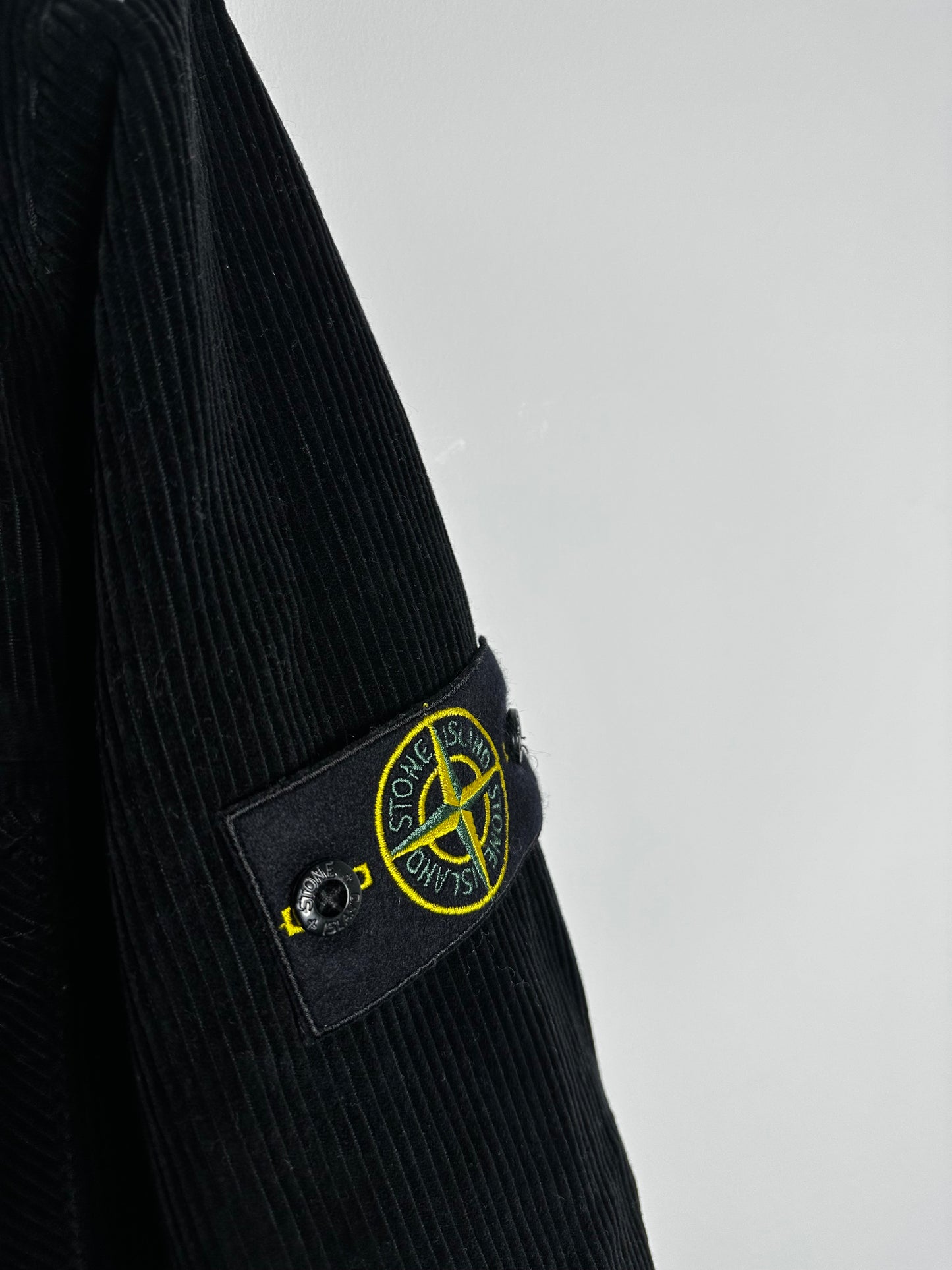 Stone Island Black Corduroy Zip Overshirt - Large