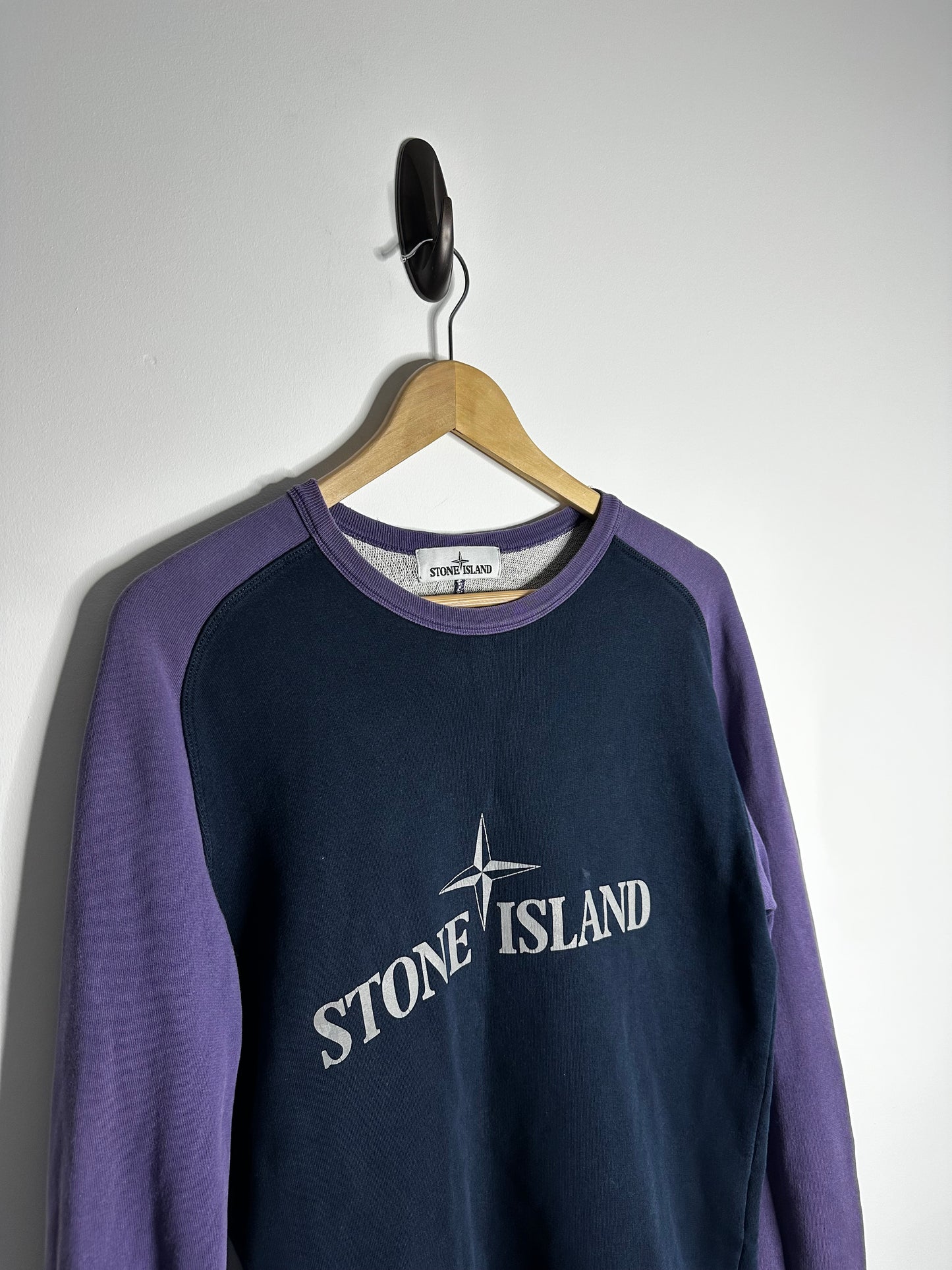 Stone Island Navy Reflective Text Sweatshirt - Medium