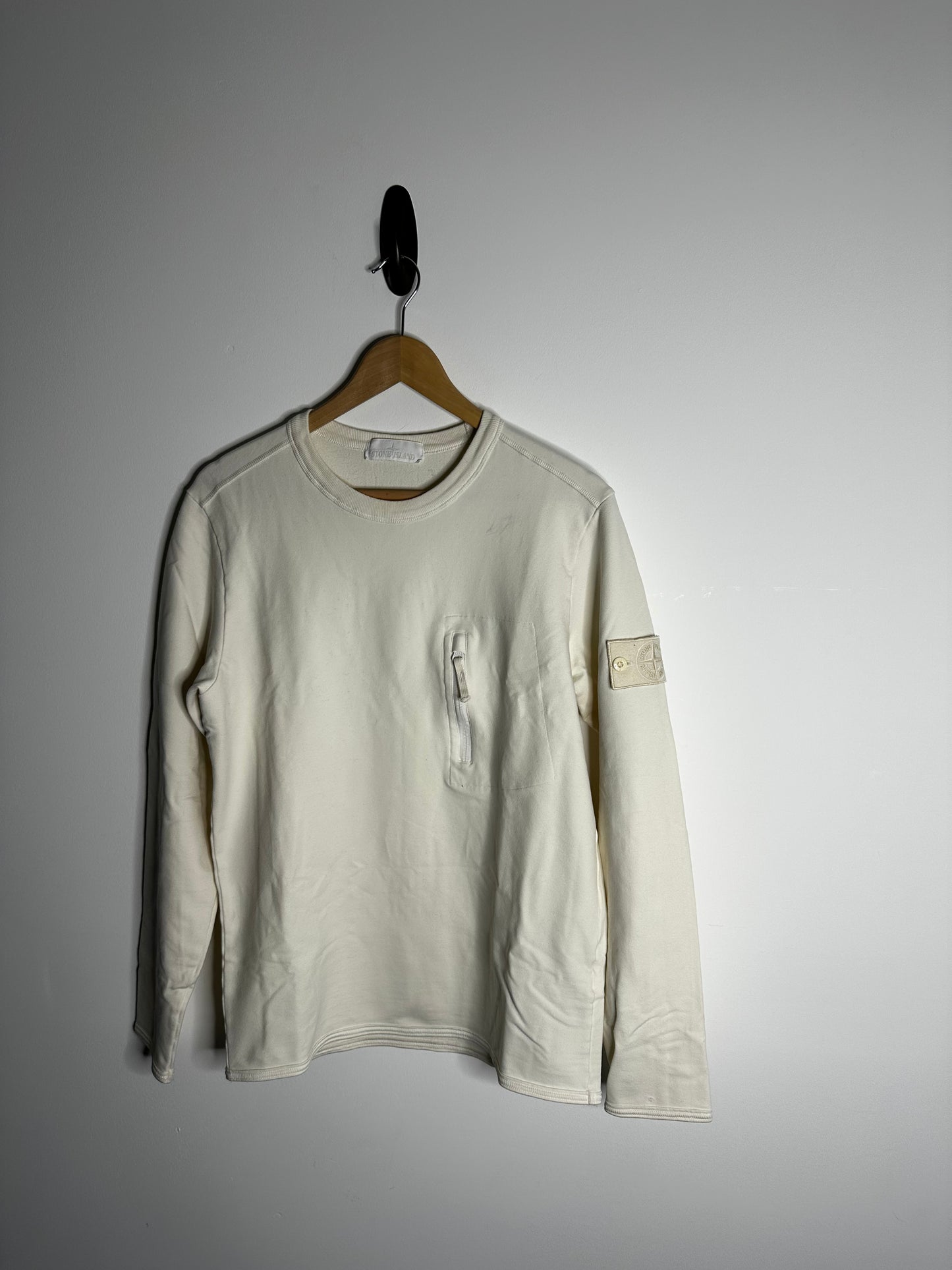 Stone Island White Ghost Crewneck Sweatshirt - Medium
