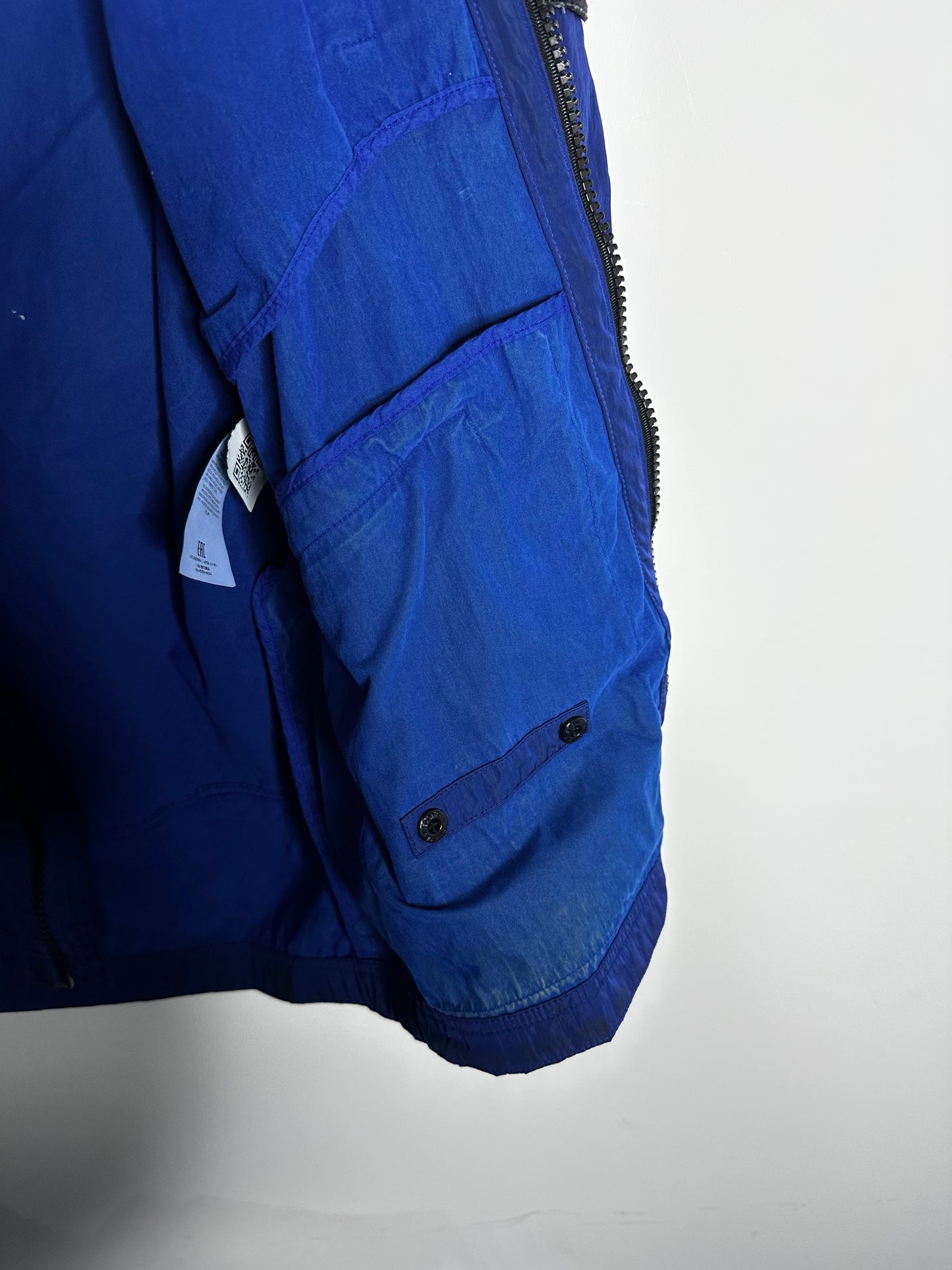 Stone Island Blue Nylon Metal Flock Hooded Jacket - Medium
