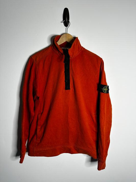 Stone Island Orange 1/4 Zip Jumper - Large