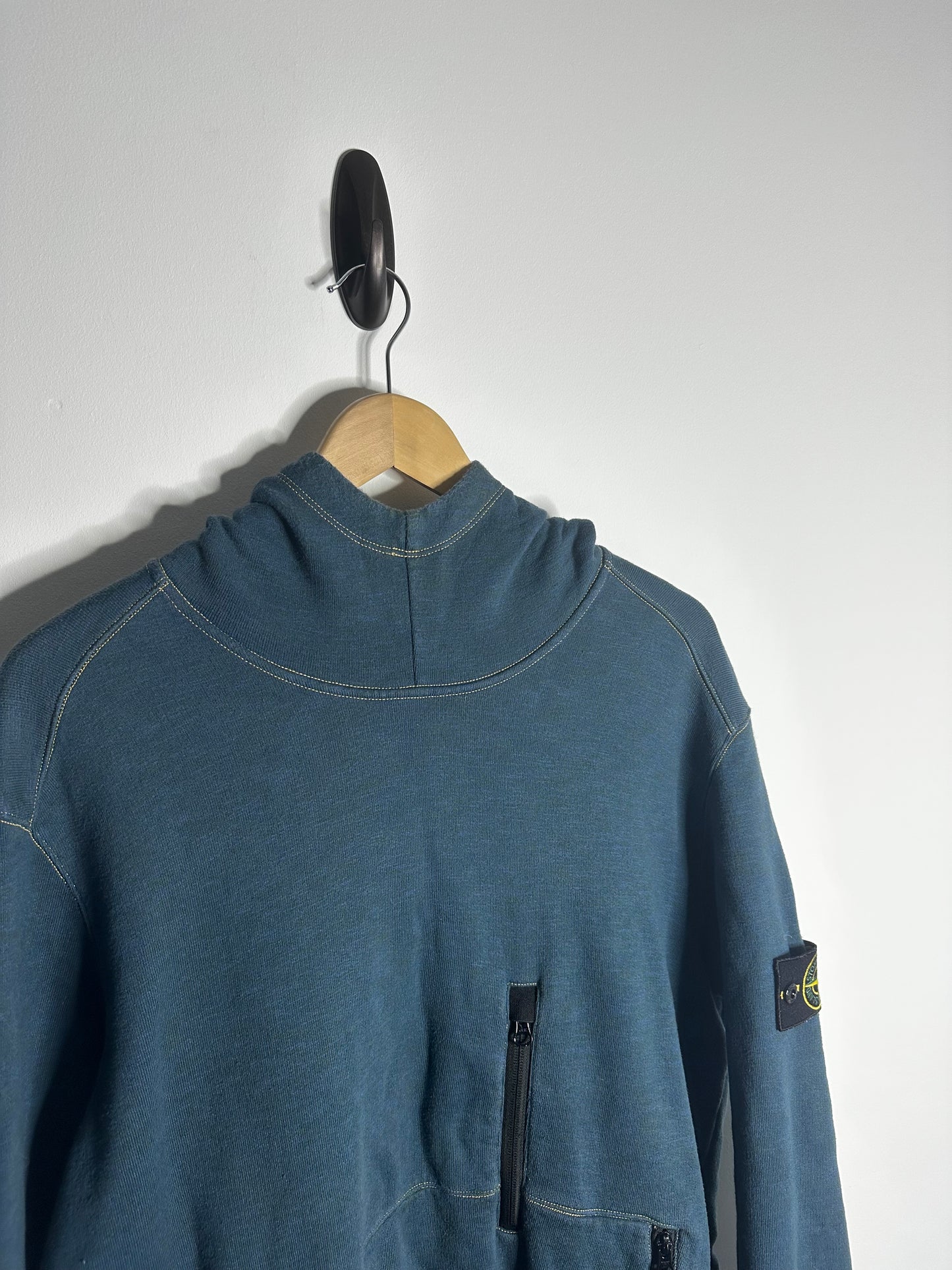 Stone Island Blue Multi Zip Pocket Hoodie - Extra Large