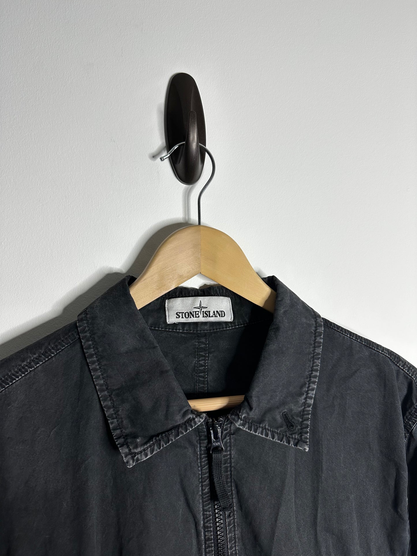 Stone Island Black Garment Dyed Overshirt - Large