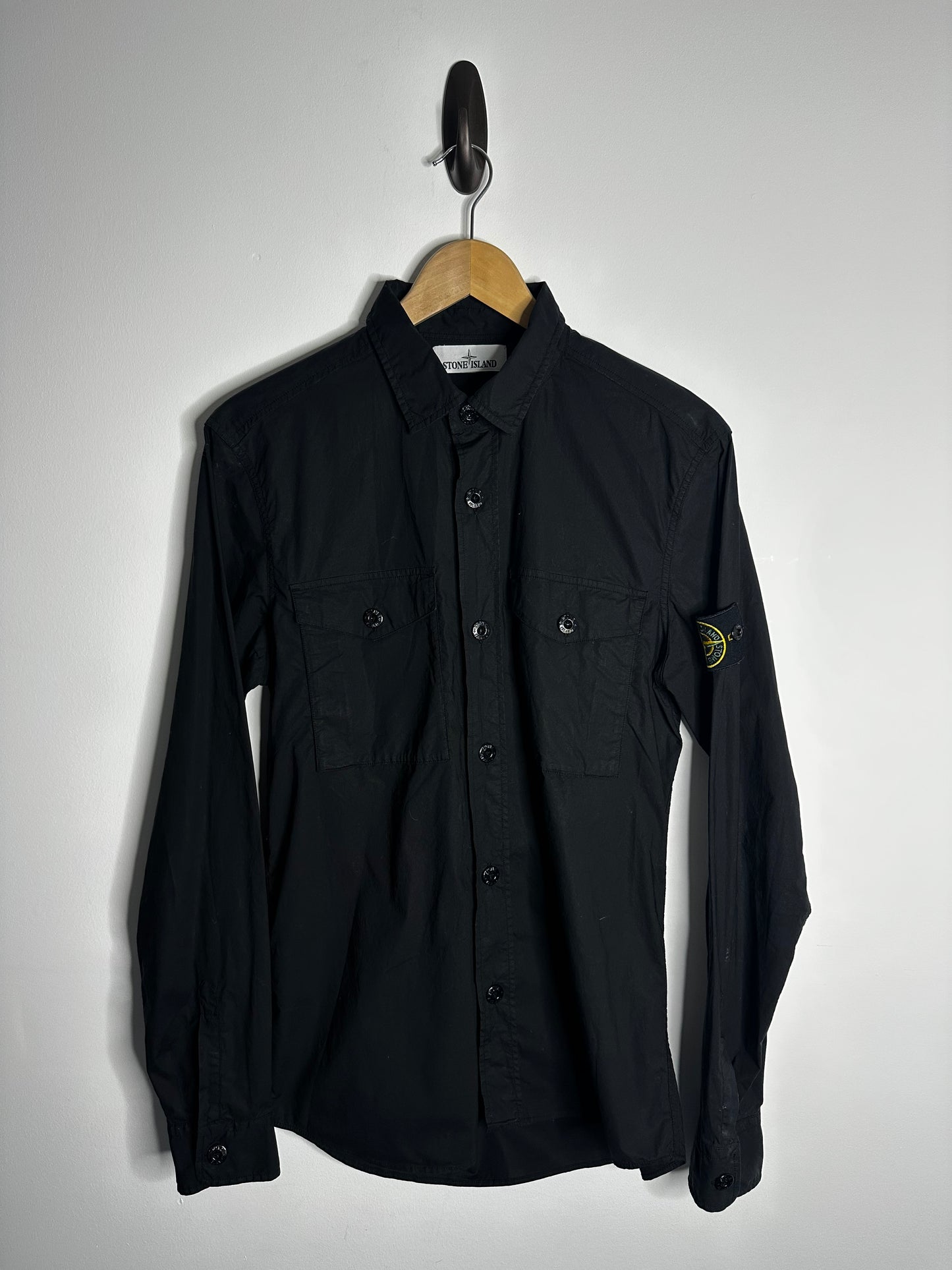 Stone Island Black Button Shirt - Medium
