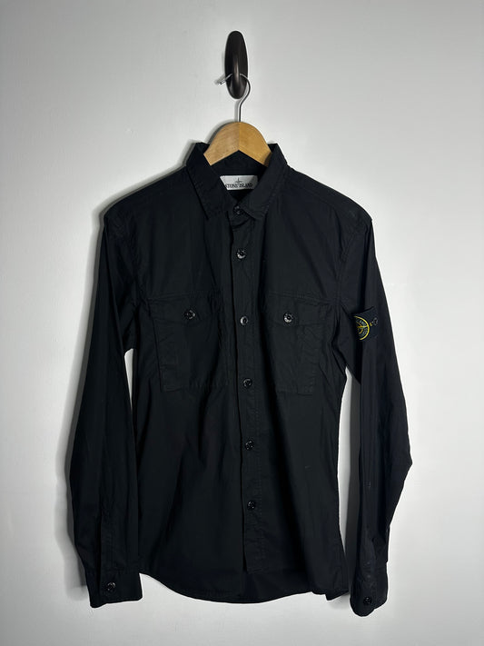 Stone Island Black Button Shirt - Medium