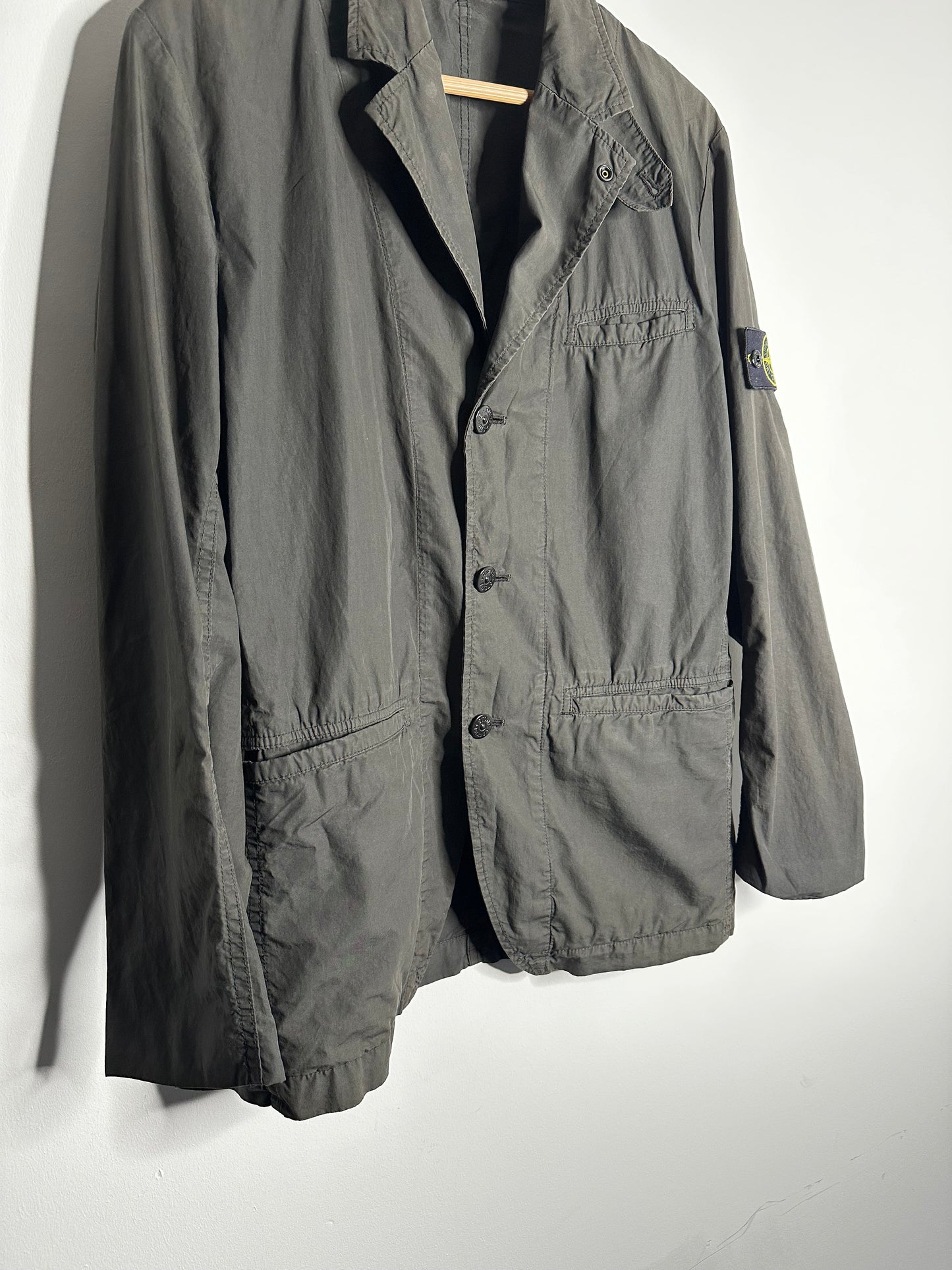 Stone Island Grey Tela Paracadute Blazer Jacket - Large